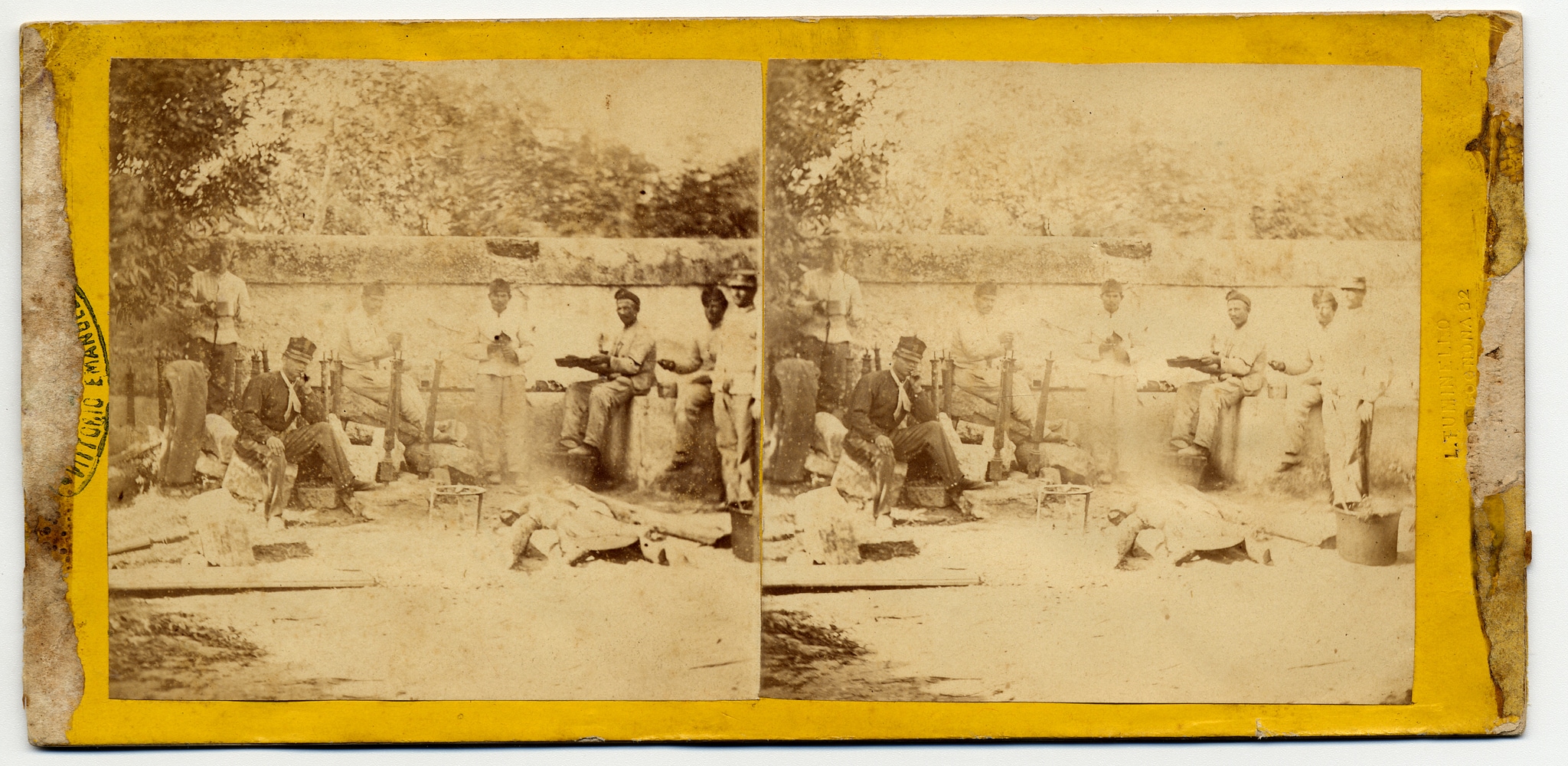 Ludovico Tuminello - Veduta dell’accampamento a Villa Torlonia. Fotografia stereoscopica scattata il 21 settembre 1870