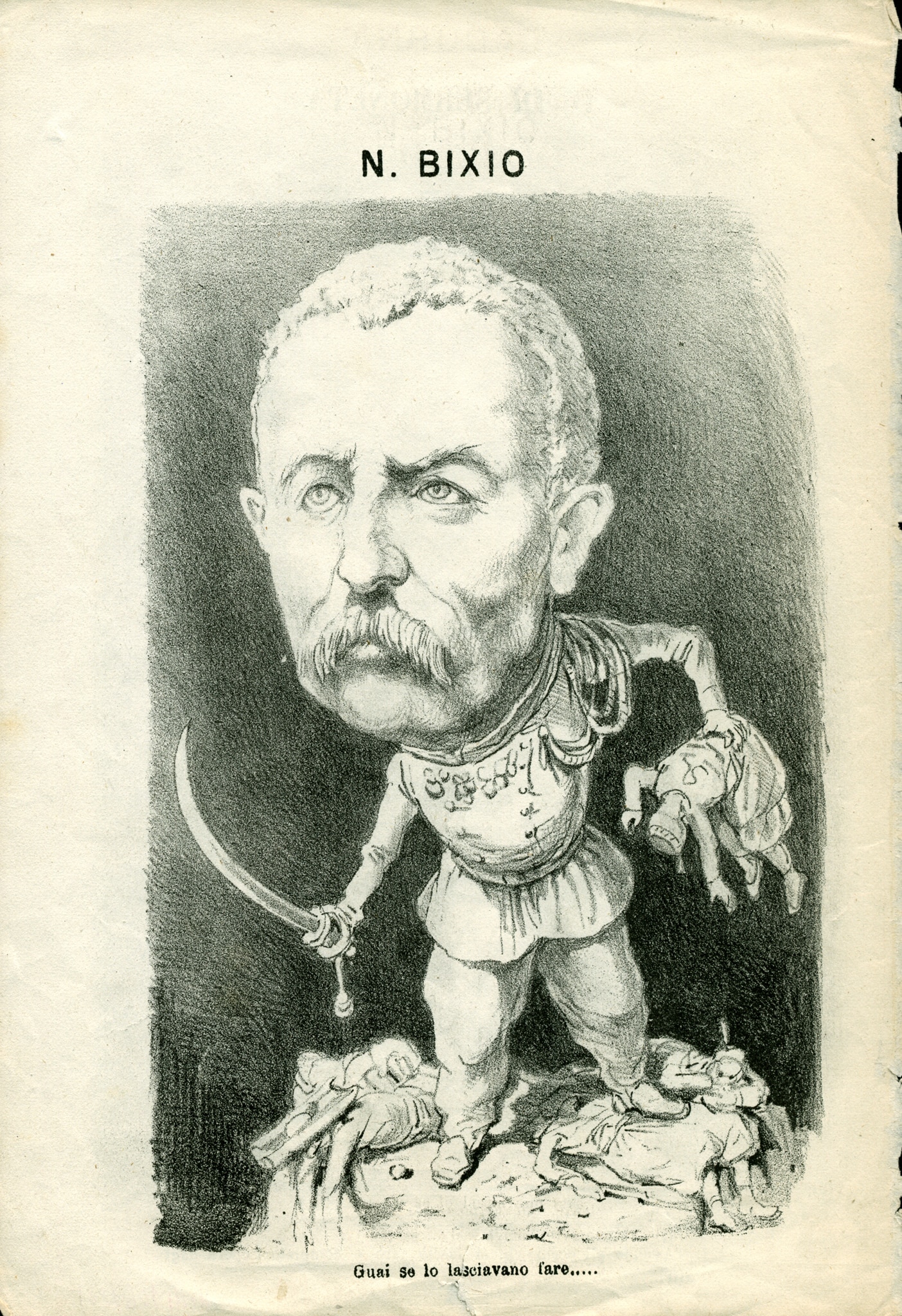 Incisione satirica su Nino Bixio nel 1870