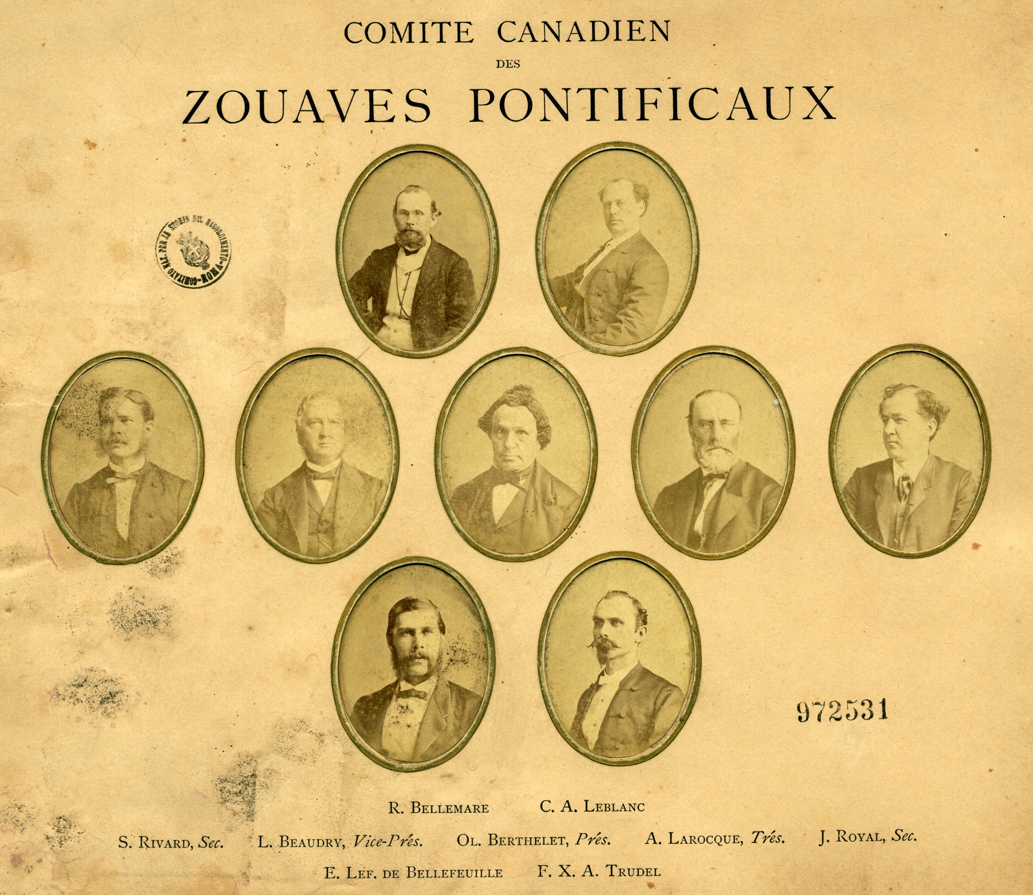 Fotocomposizione di alcuni zuavi canadesi presenti nell'esercito pontificio nel 1870 