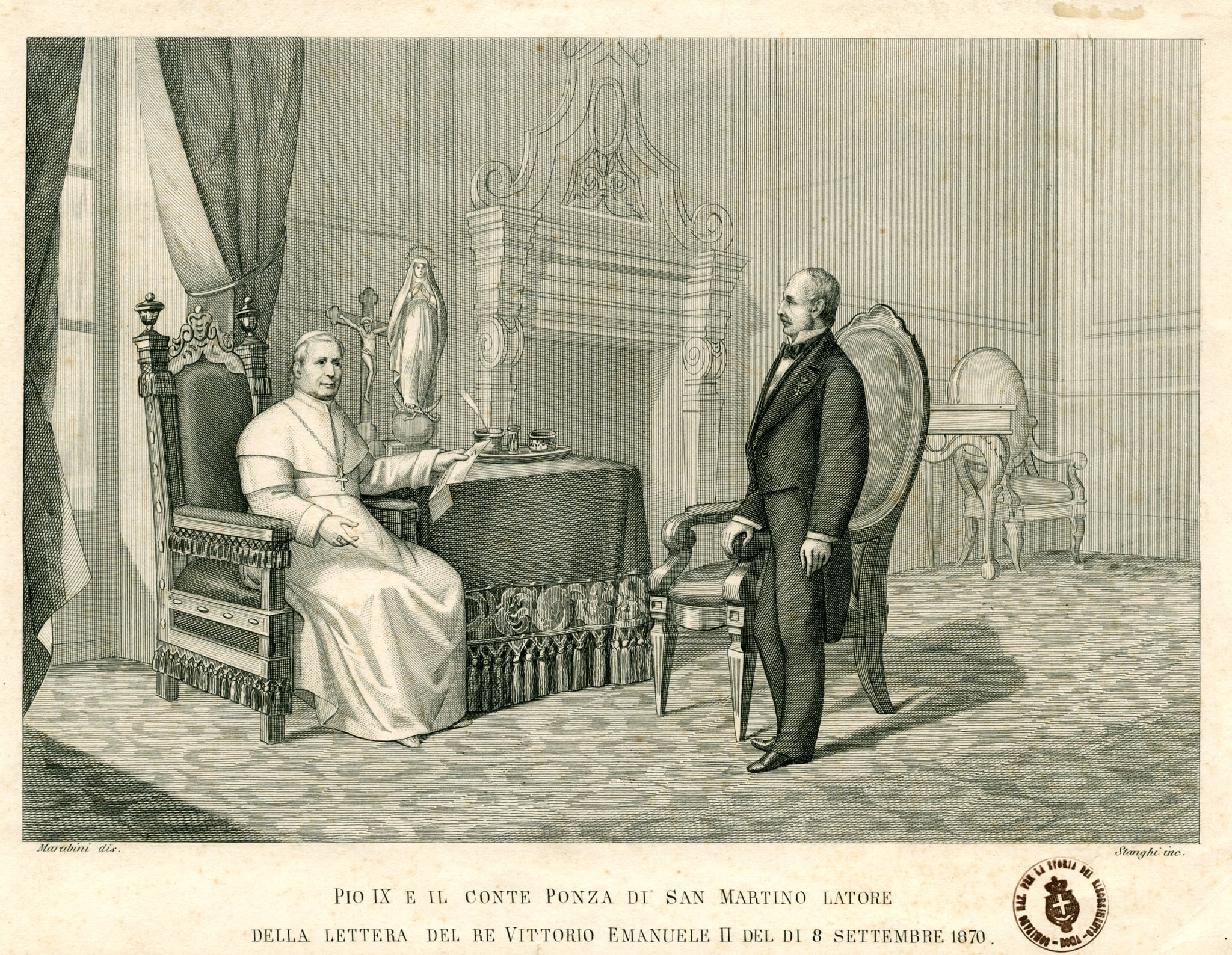 Pio IX e il conte Ponza di San Martino latore della lettera del re Vittorio Emanuele II del di 8 settembre 1870 