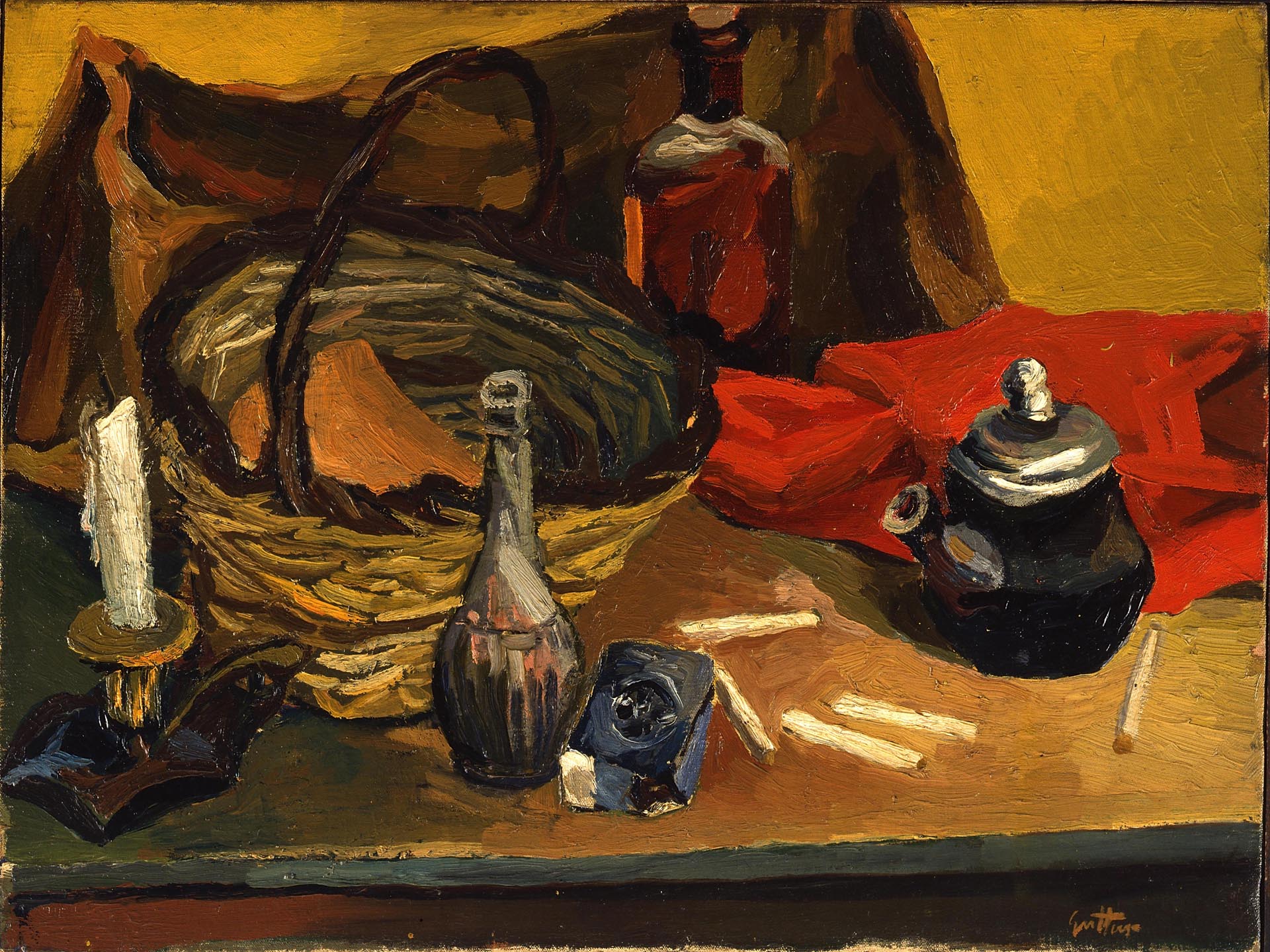 Renato Guttuso - Candela e pacchetto di Tre Stelle - 1940 - Olio su tela - Fondazione per l’Arte Moderna e Contemporanea CRT in comodato a / on loan to GAM - Galleria Civica d'Arte Moderna e Contemporanea, Torino