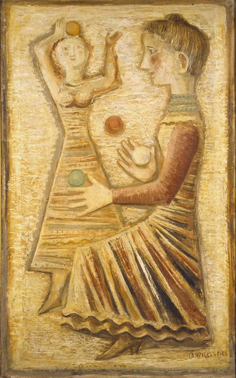 Massimo Campigli - Giocoliere - 1945-1946 - Olio e cera su tela - Acquisto della Fondazione Guido ed Ettore De Fornaris dalla Pretura di Torino (Eredità giacente Pietro Rossini), Torino, 1982