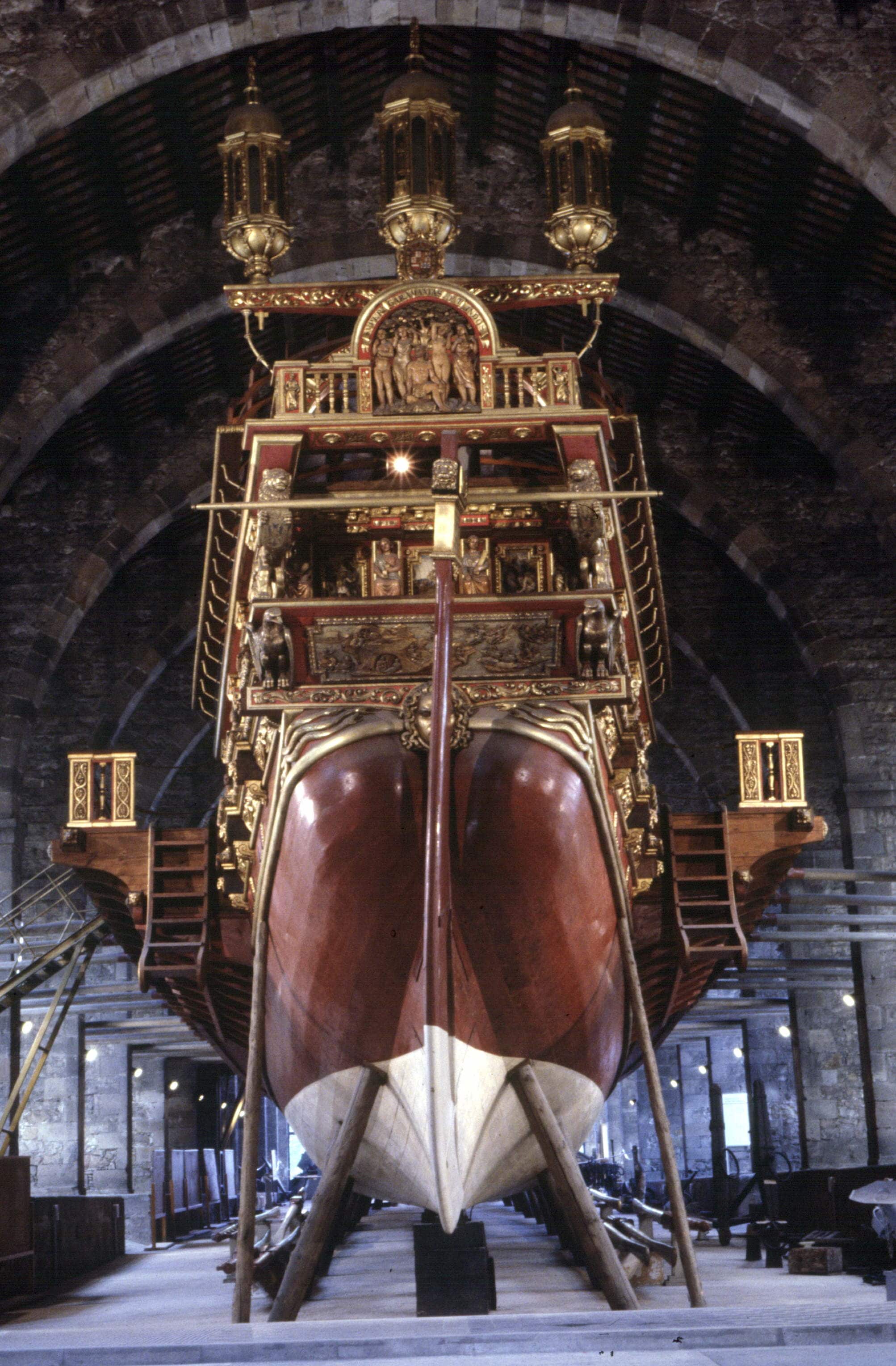 Poppa della Galea Reale comandata da Don Giovanni d’Asturia durante la battaglia di Lepanto, conservata presso il Museo della Marina di Barcellona