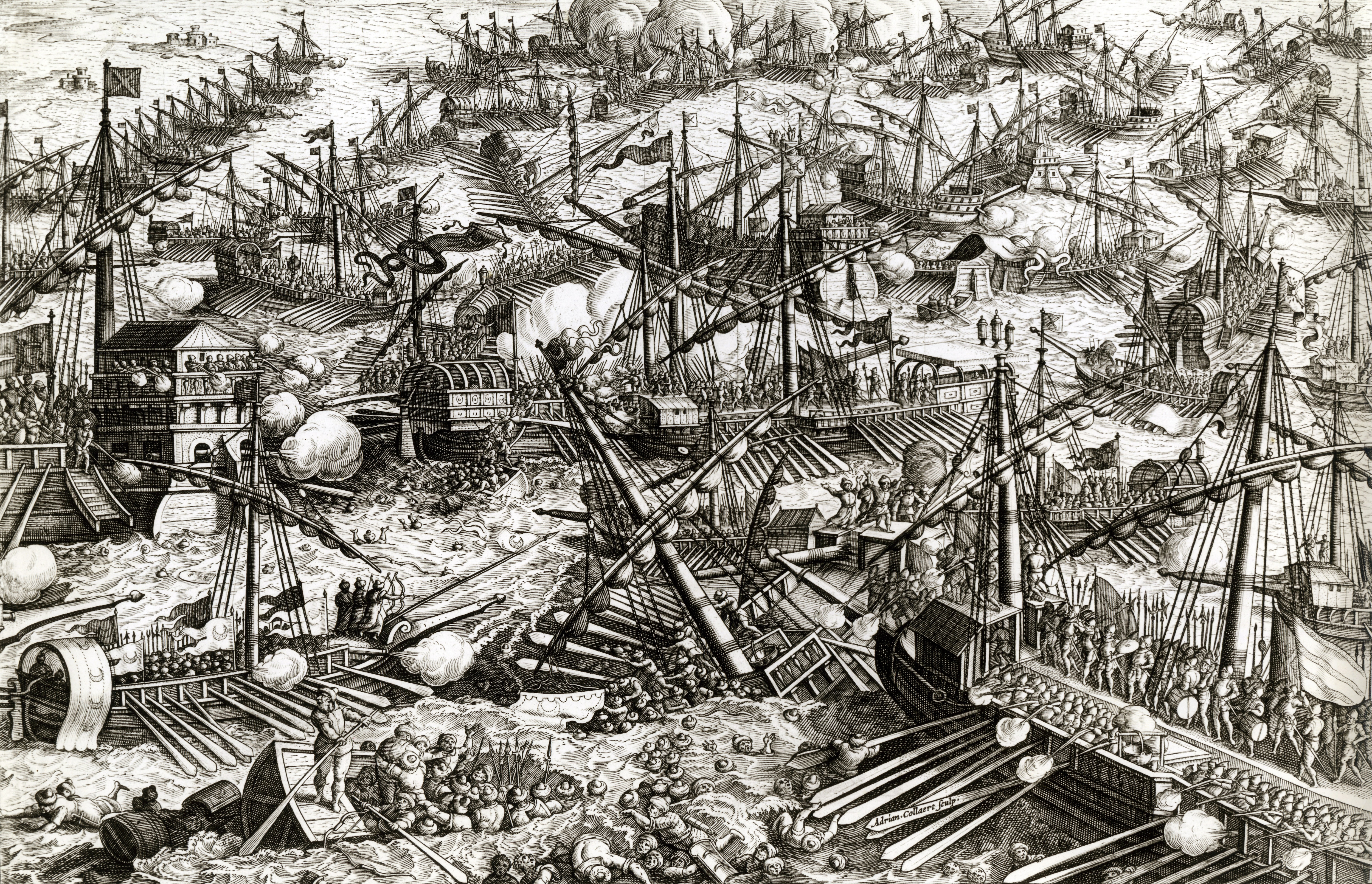 Raffigurazione della battaglia navale tenutosi il 7 ottobre 1571