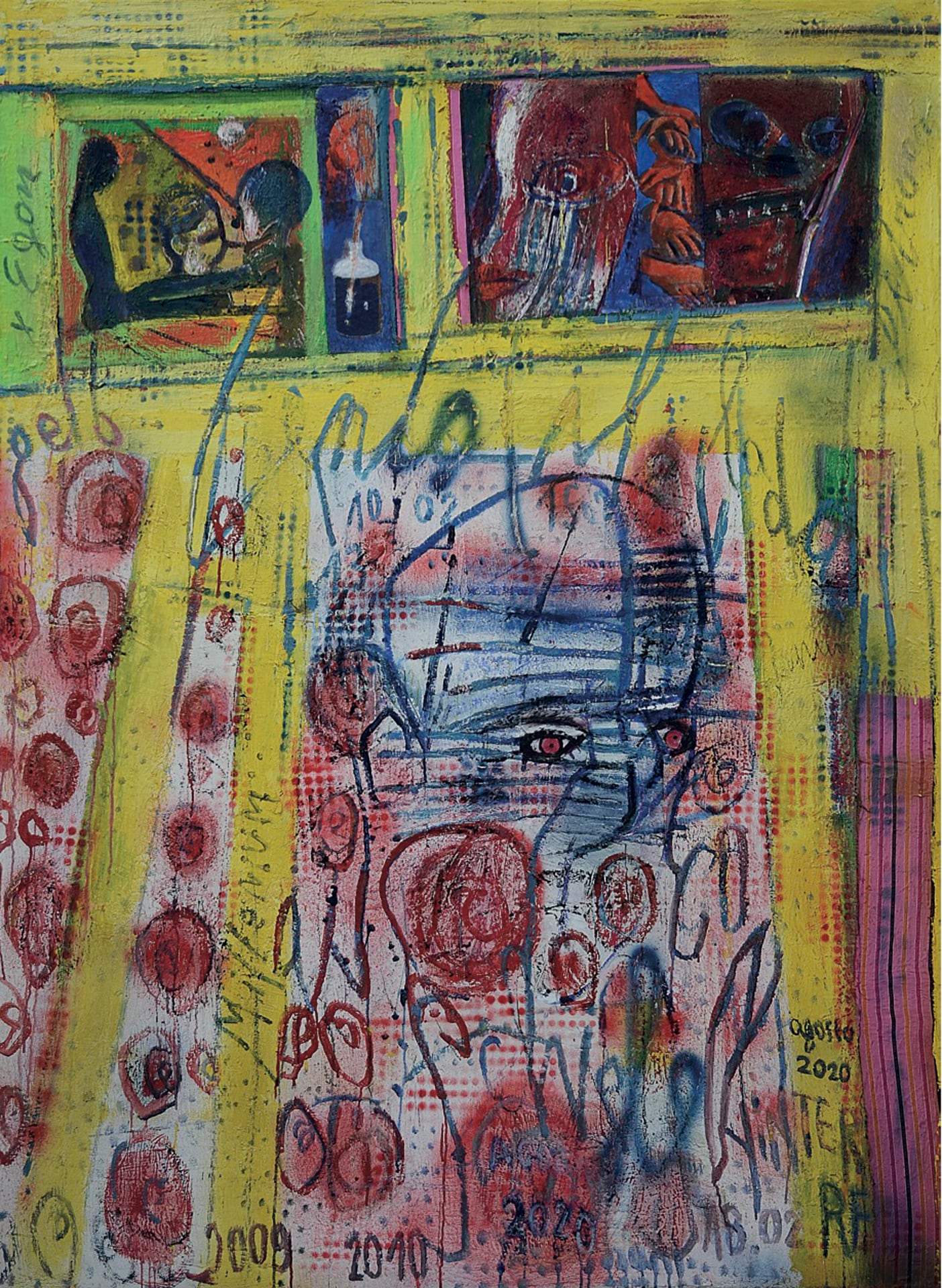 Per Egon Schiele (Al tempo della spagnola) - 2009/2010 Agosto 2020 - olio su tela - cm 190 x 140