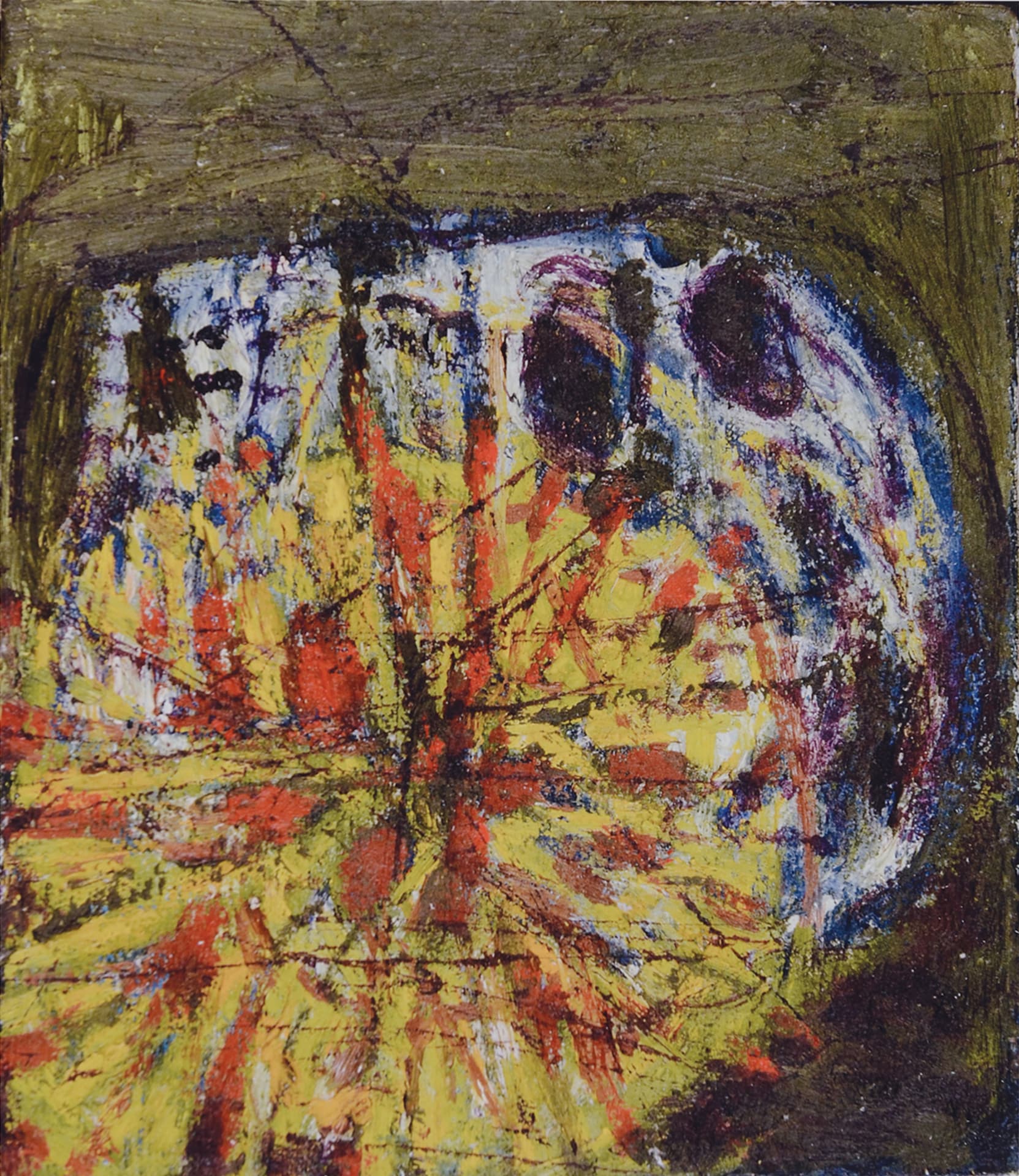 Caput mortuum e fiore - 1960-1961 - olio su tela - cm 30,5 x 26,5 - coll. Masi Lugano