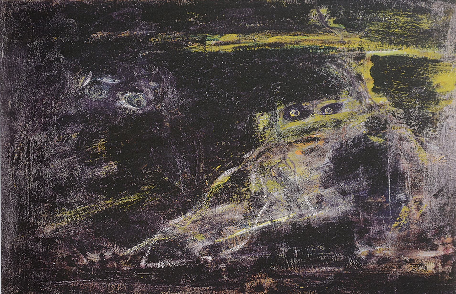 Nel Nero (Uscire) - 1982 - olio su tavola - cm 94 x 142 - Masi Lugano