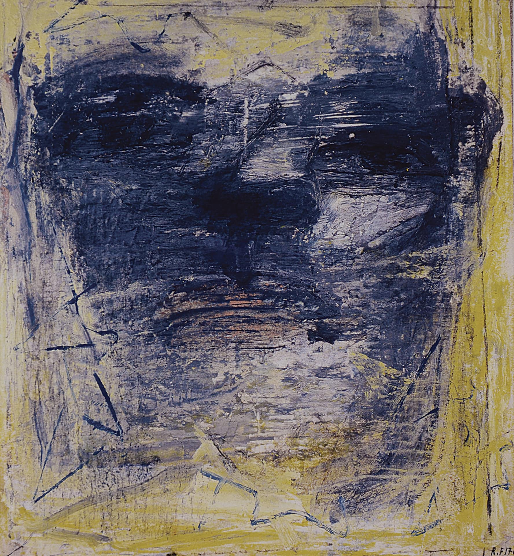 Testa - 1976 - olio su carta su tela - cm 32,5 x 30 - Museo Tadini, Milano