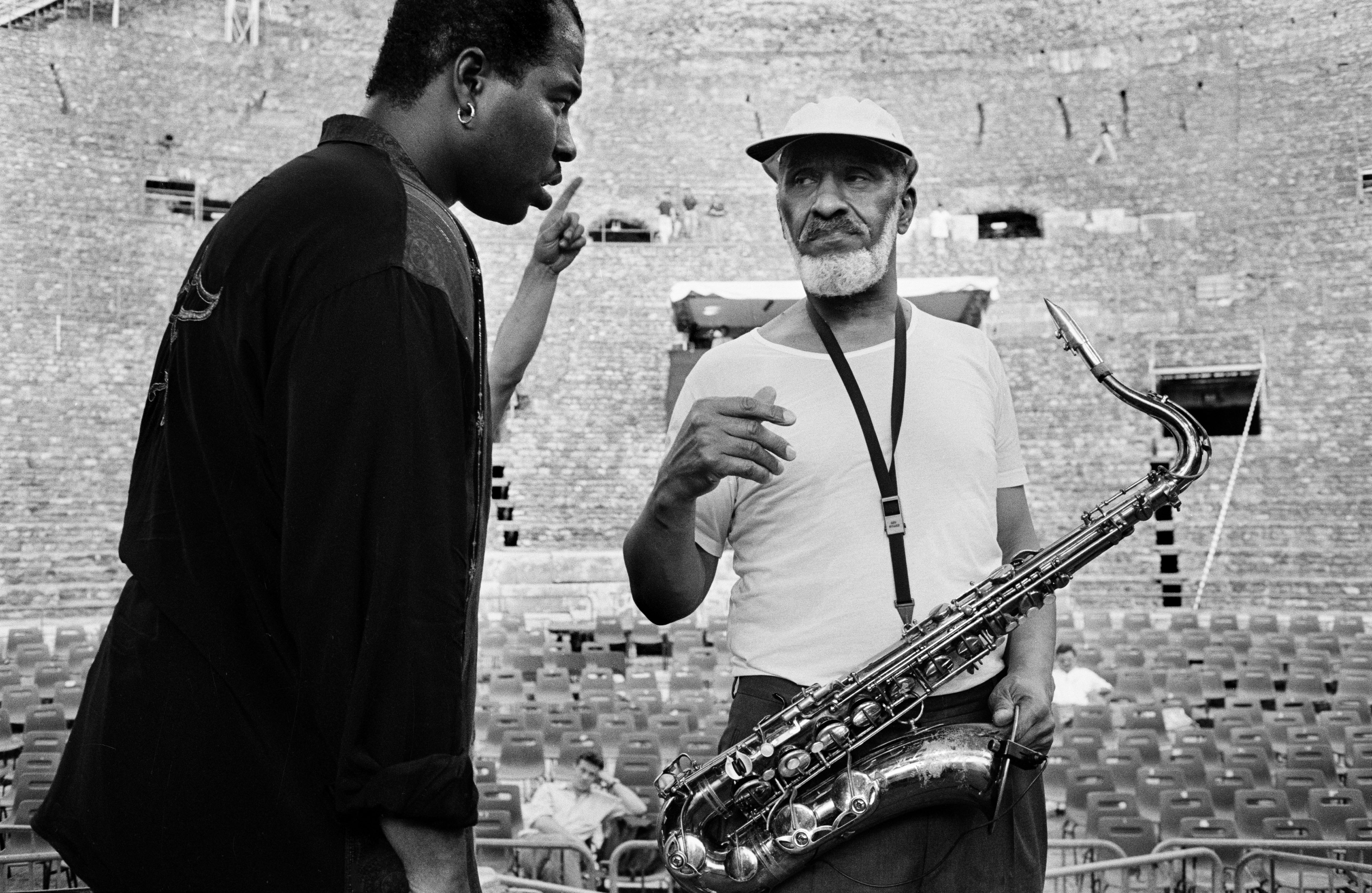 1994: Sonny Rollins e Clifton Anderson (trombonista) alle prese con il soundcheck prima di un concerto.
