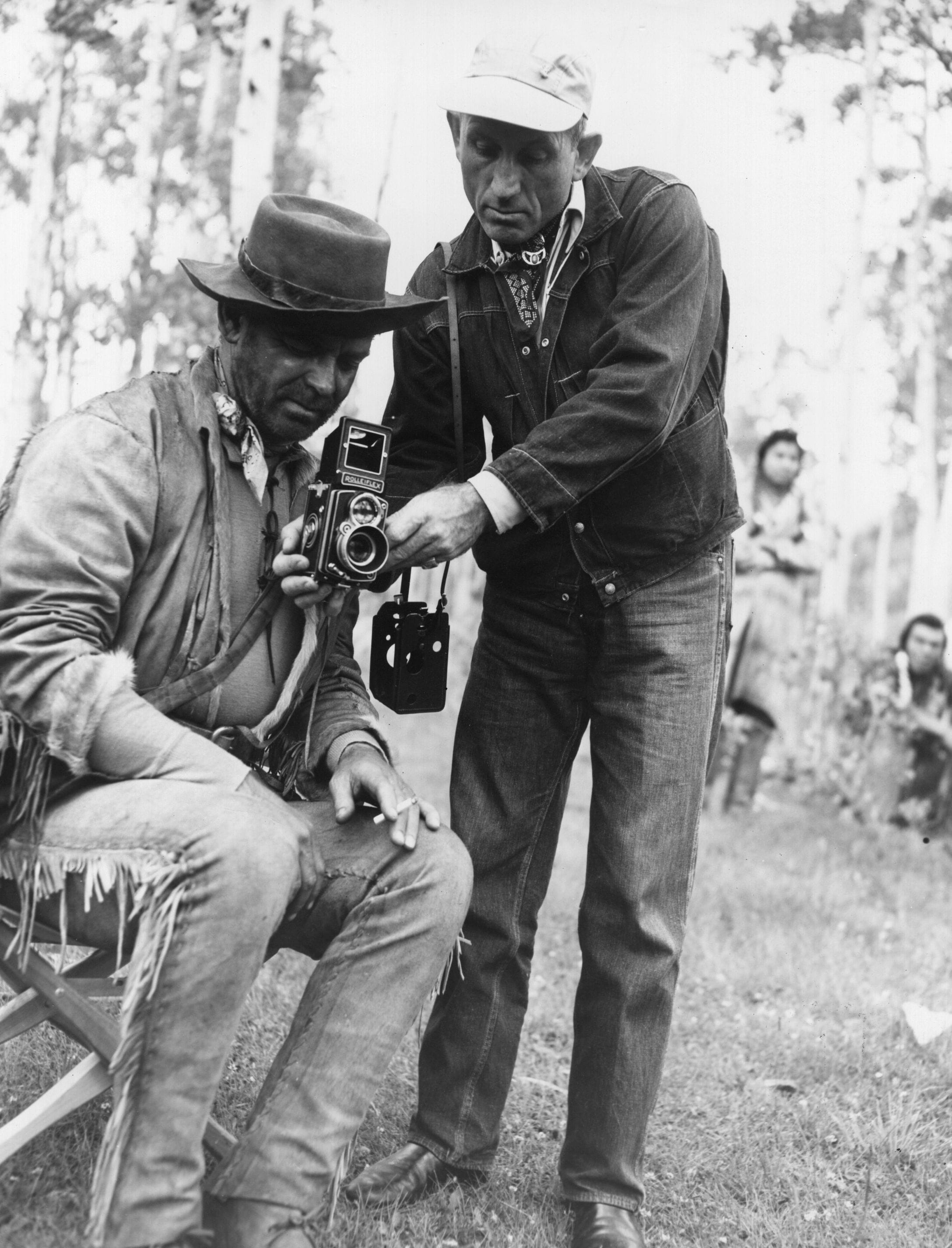 Sul set del film "Il cacciatore del Missouri" nel 1951