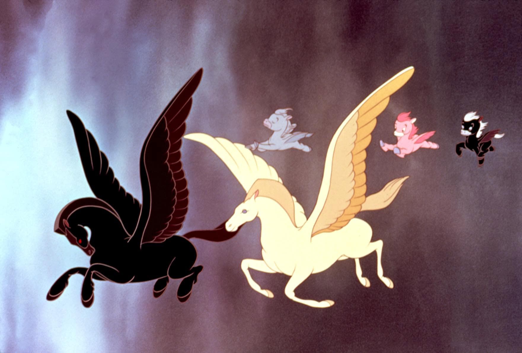 Una scena del film della Disney "Fantasia" (1940). I Pegaso danzano nell'aria sulle note della Pastorale di Beethoven