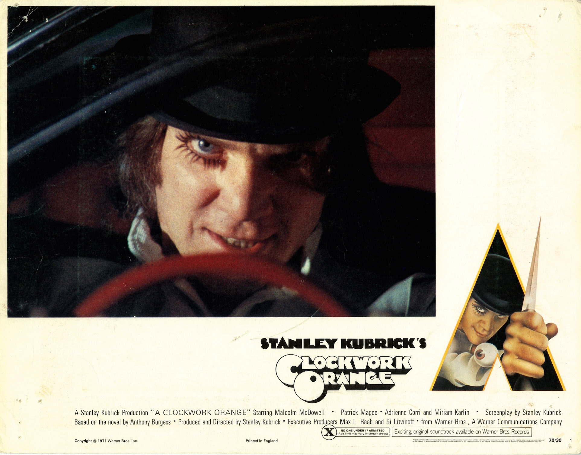 La locandina del film di Stanley Kubrik "Arancia Meccanica", 1971