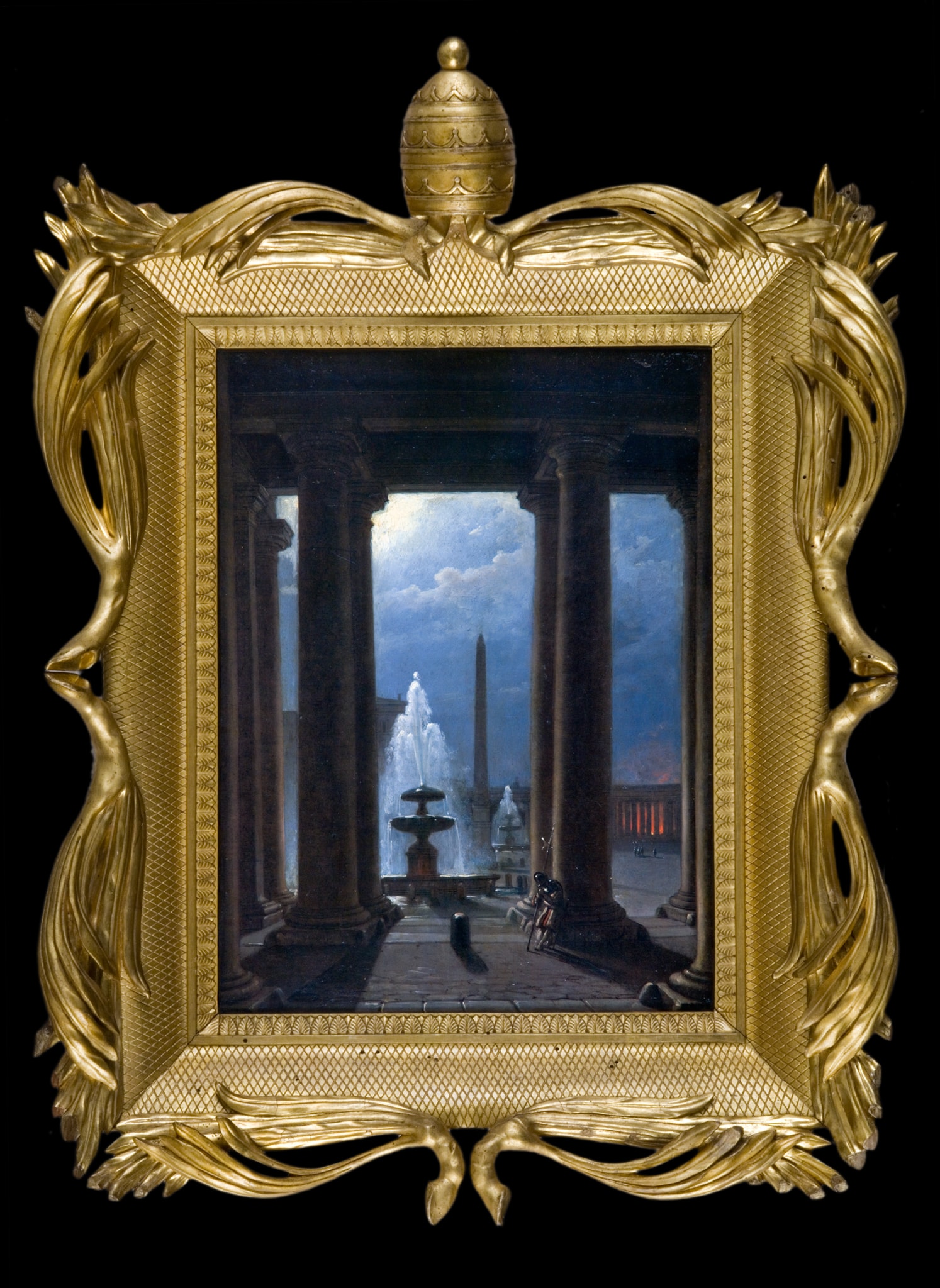 Franz Ludwig Catel (Berlino 1778 - Roma 1856) "Veduta notturna di piazza San Pietro", 1818 circa. Olio su tela, 35 x 26,5 cm