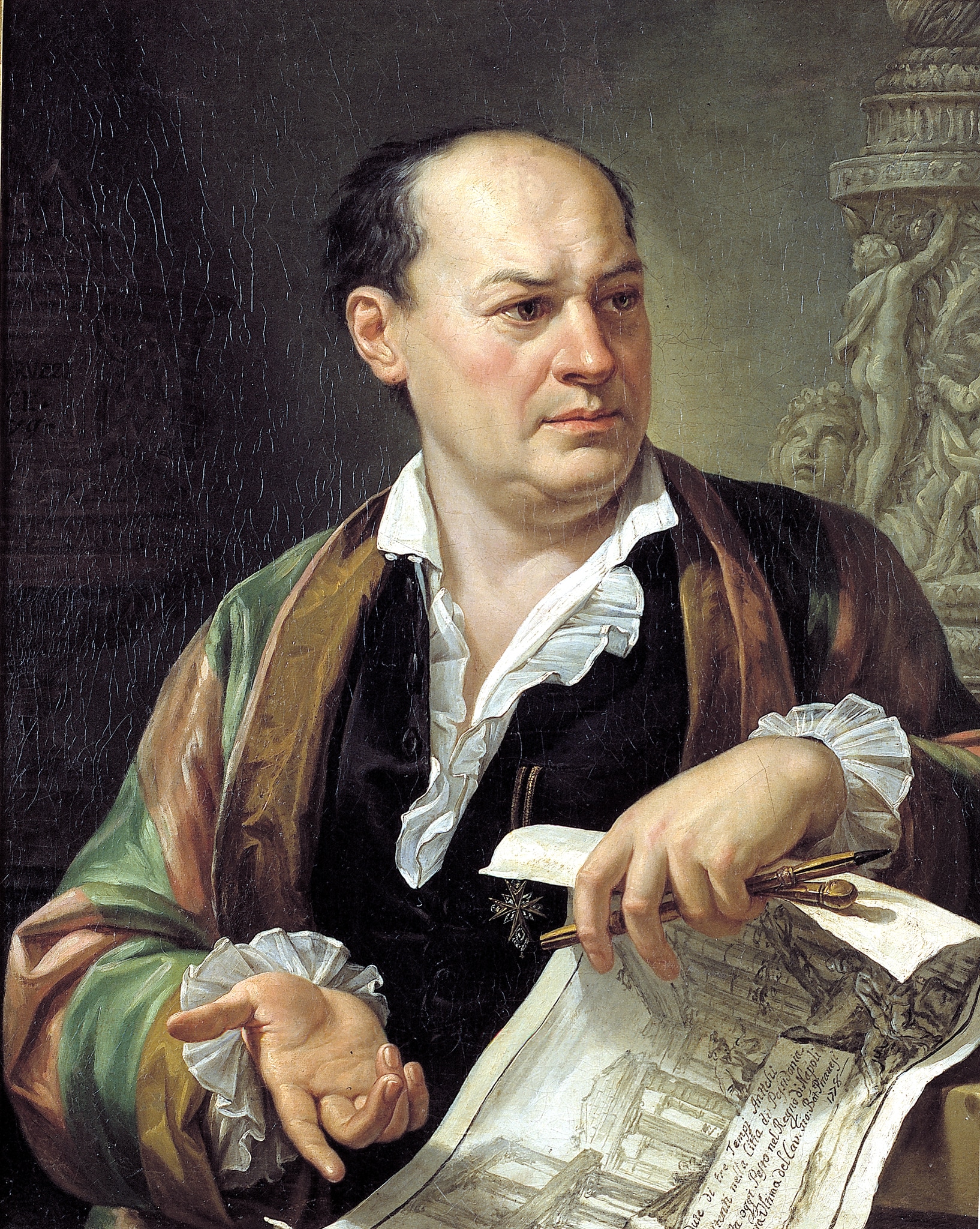 Pietro Labruzzi (Roma 1738-1805) "Giovanni Battista Piranesi", 1779. Olio su tela, 71 x 58 cm 