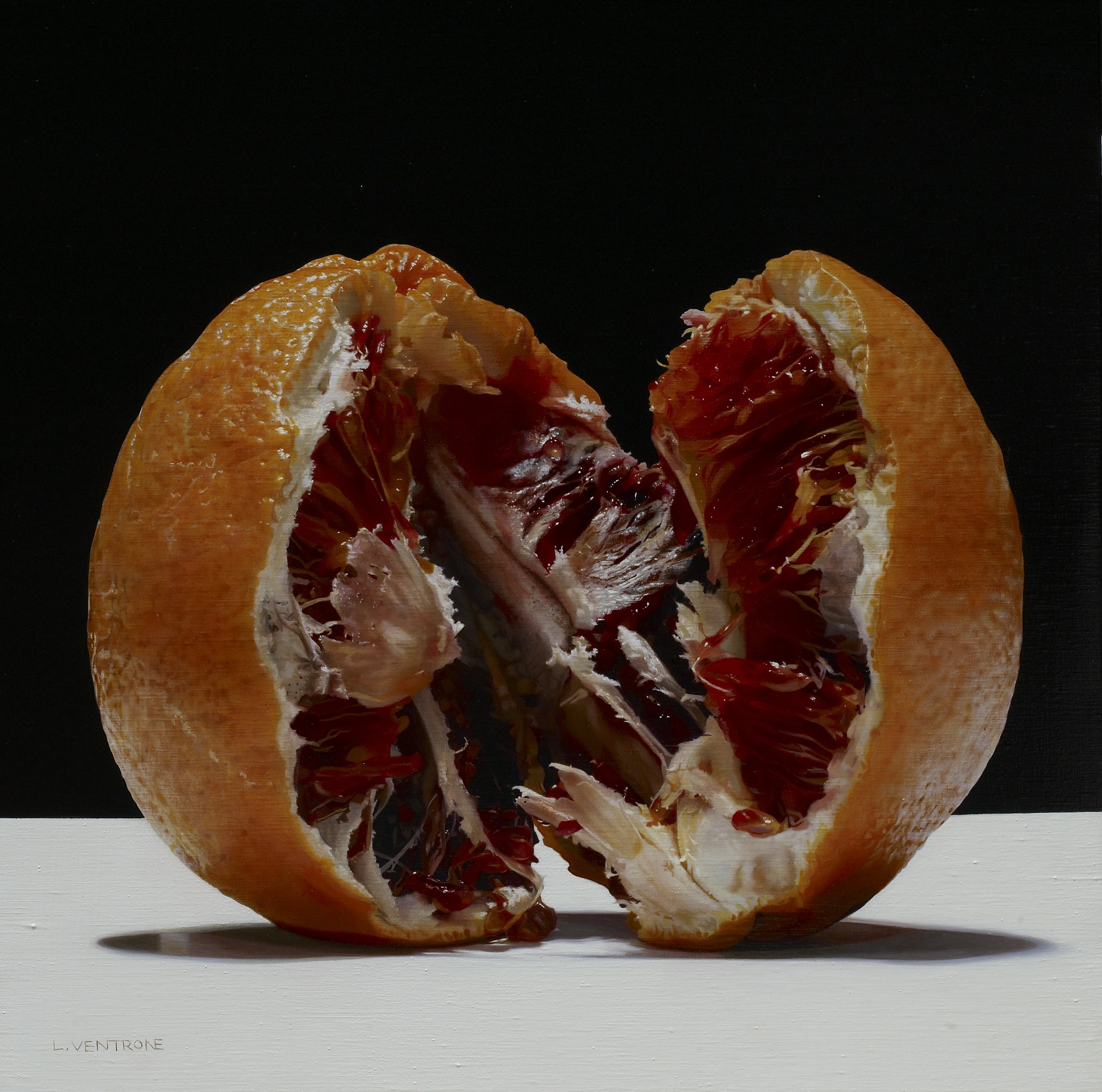 Luciano Ventrone "Tarocco", 2020. Olio su tecnica mista su tela di lino, cm 50 x 50 