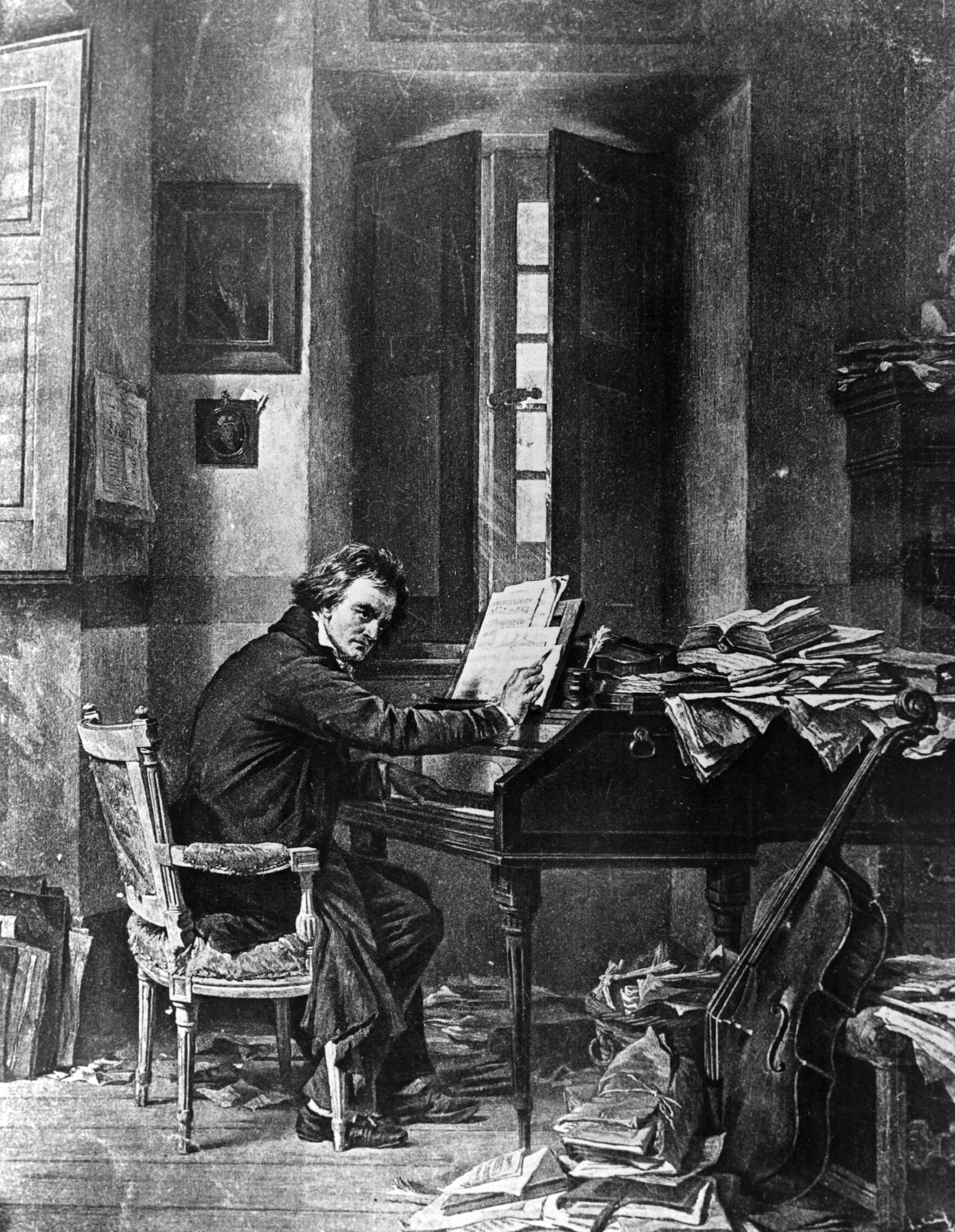 Ludwing Van Beethoven in una raffigurazione del 1800 circa. Il giovane compositore si trasferisce due volte a Vienna dalla sua città natale di Bonn, la prima per un breve periodo nel 1787 e la seconda definitivamente nel 1792