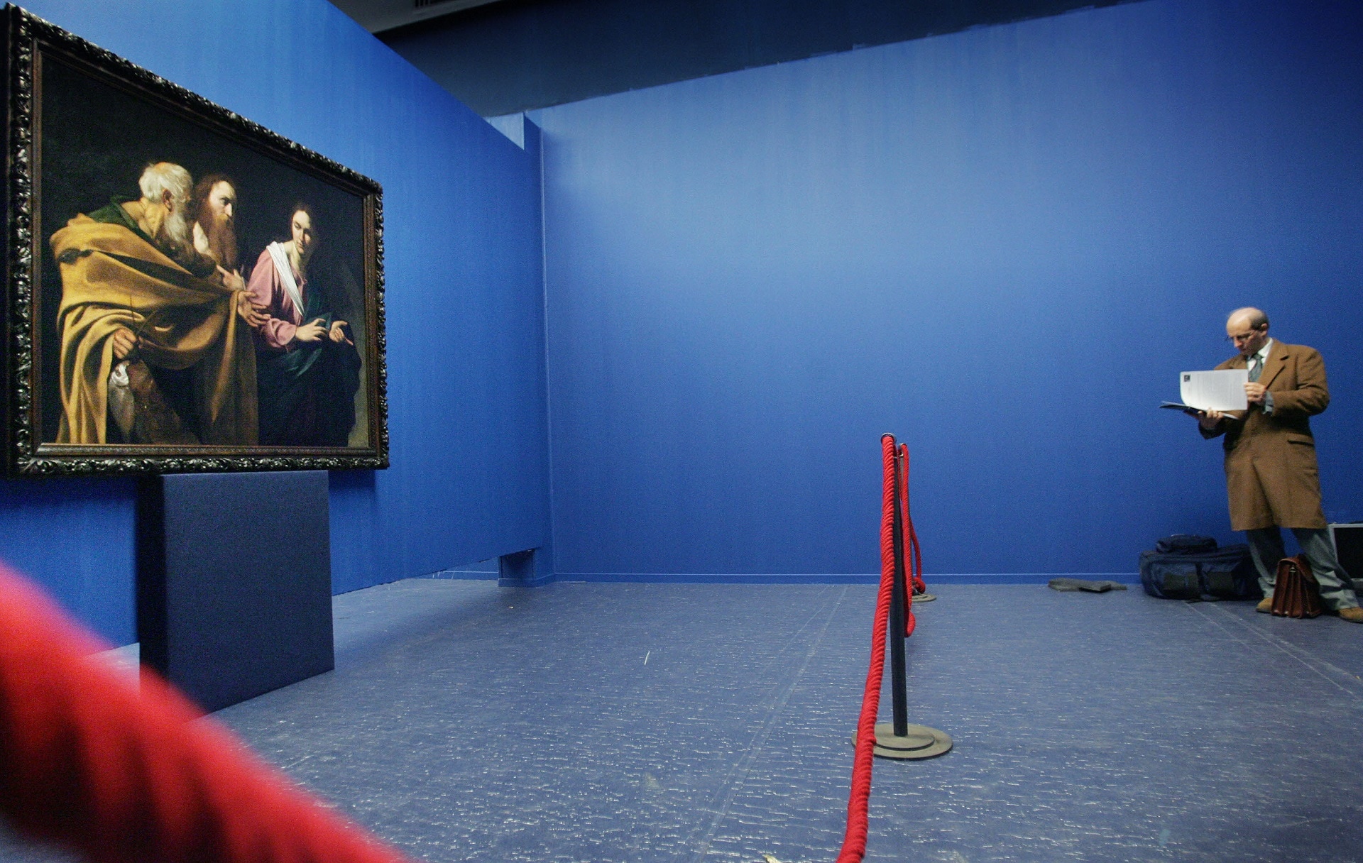 2006. Vocazione dei Santi Pietro e Andrea, Caravaggio (1603-06 ca.); esposizione del 20 novembre 2006, presso il Gate Termini Art Gallery. Il dipinto, proveniente dalla Collezione Reale di Hampton Court, fu esposto dopo il restauro © Foto Getty