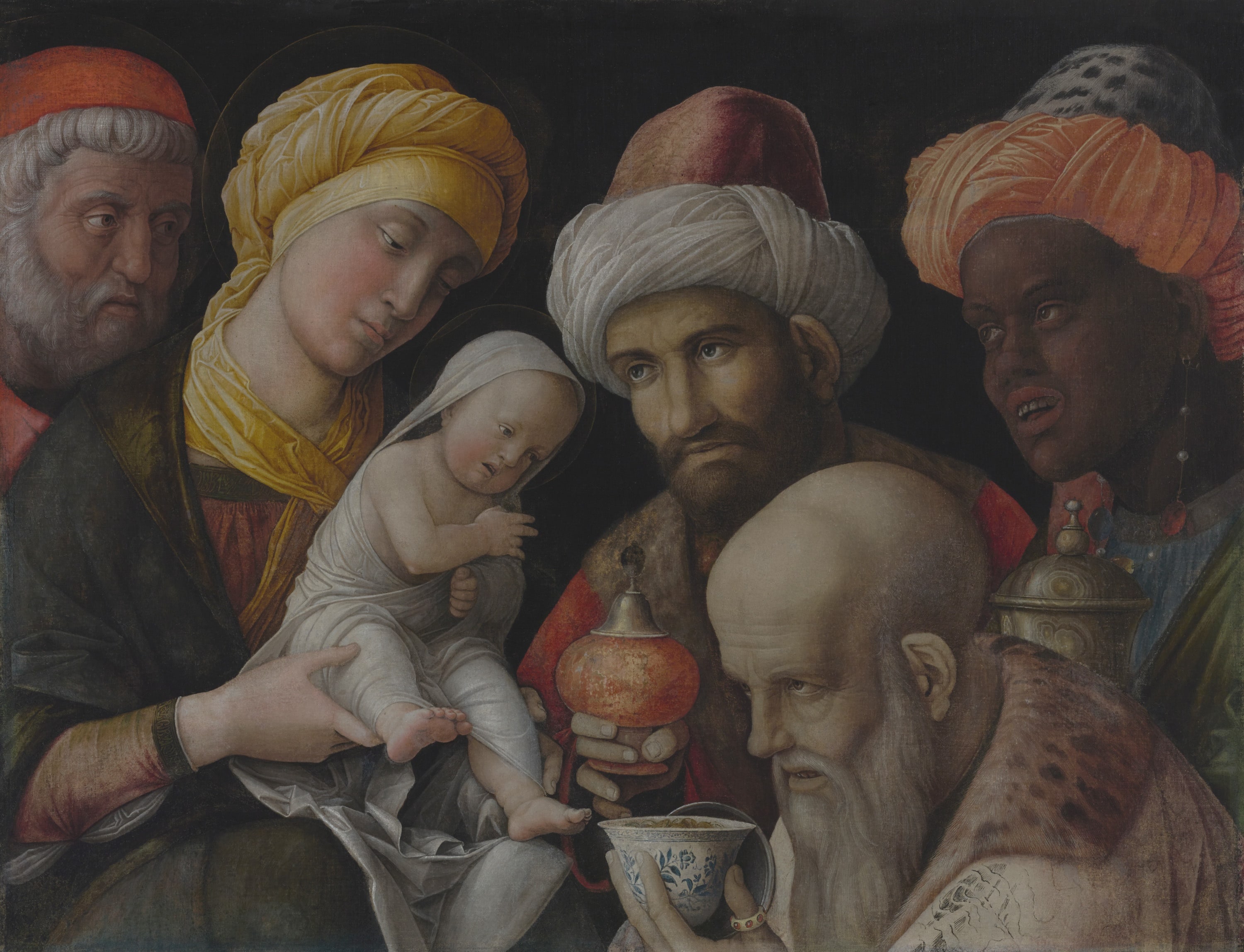 Adorazione dei Magi, Andrea Mantegna, 1497-1500 circa, tempera a colla e oro su tavola, 54,6×70,7 cm. Getty Museum, Los Angeles. Credito: Courtesy Everett Collection/Contrasto