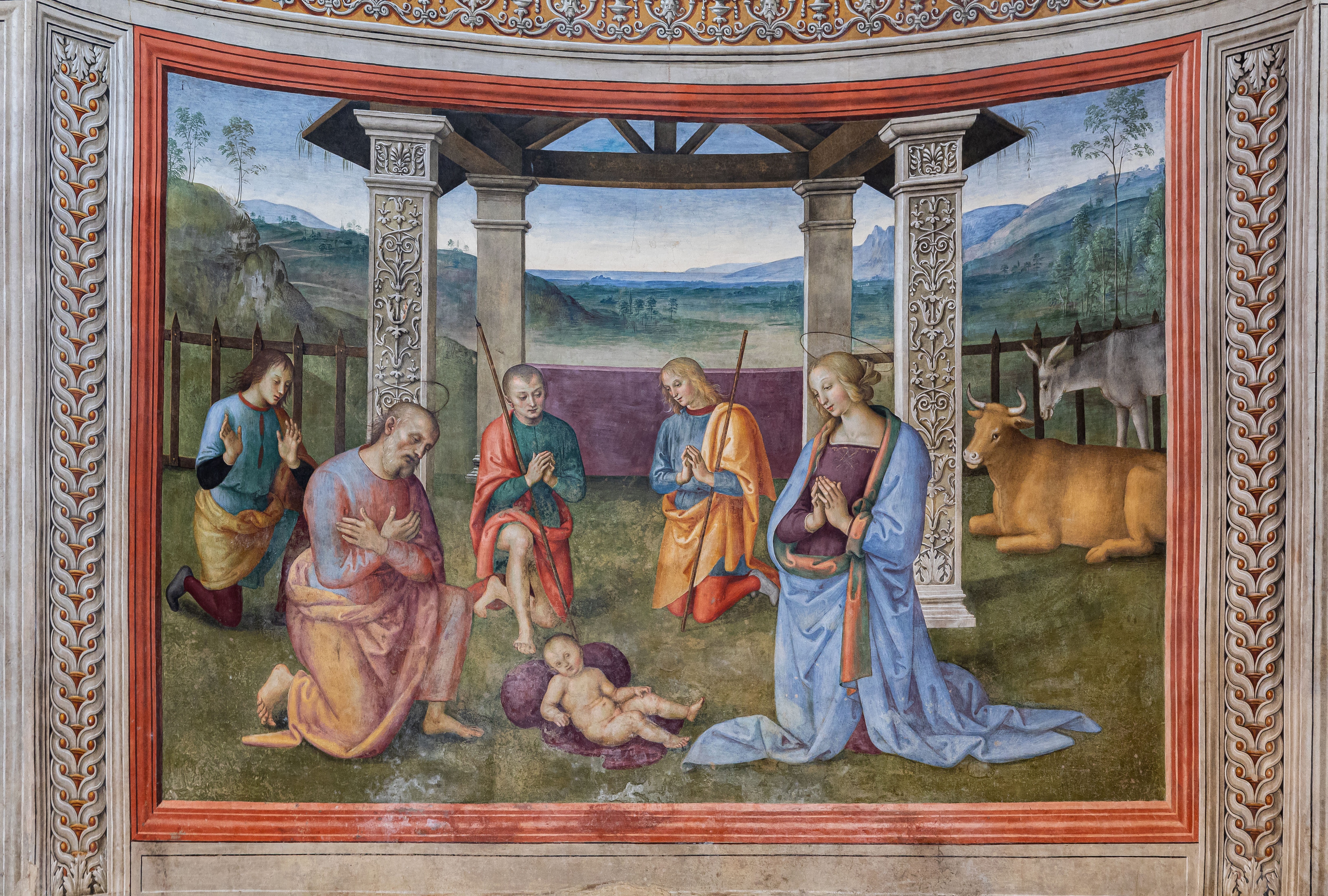 Natività, Pietro Vannucci, detto Il Perugino, 1503, affresco 630 x 480 cm. Complesso Museale di San Francesco, Montefalco (PG) Credito: Ghigo Roli/Photo12/contrasto 