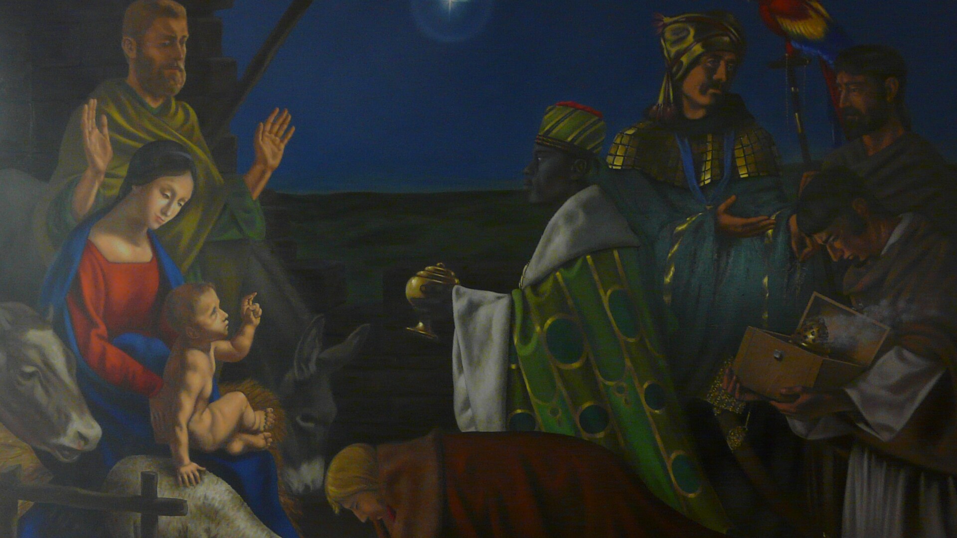  Adorazione dei Magi, Rodolfo Papa, 2016, olio su tela 200x260 cm. Pontificia Università Urbaniana, Città del Vaticano