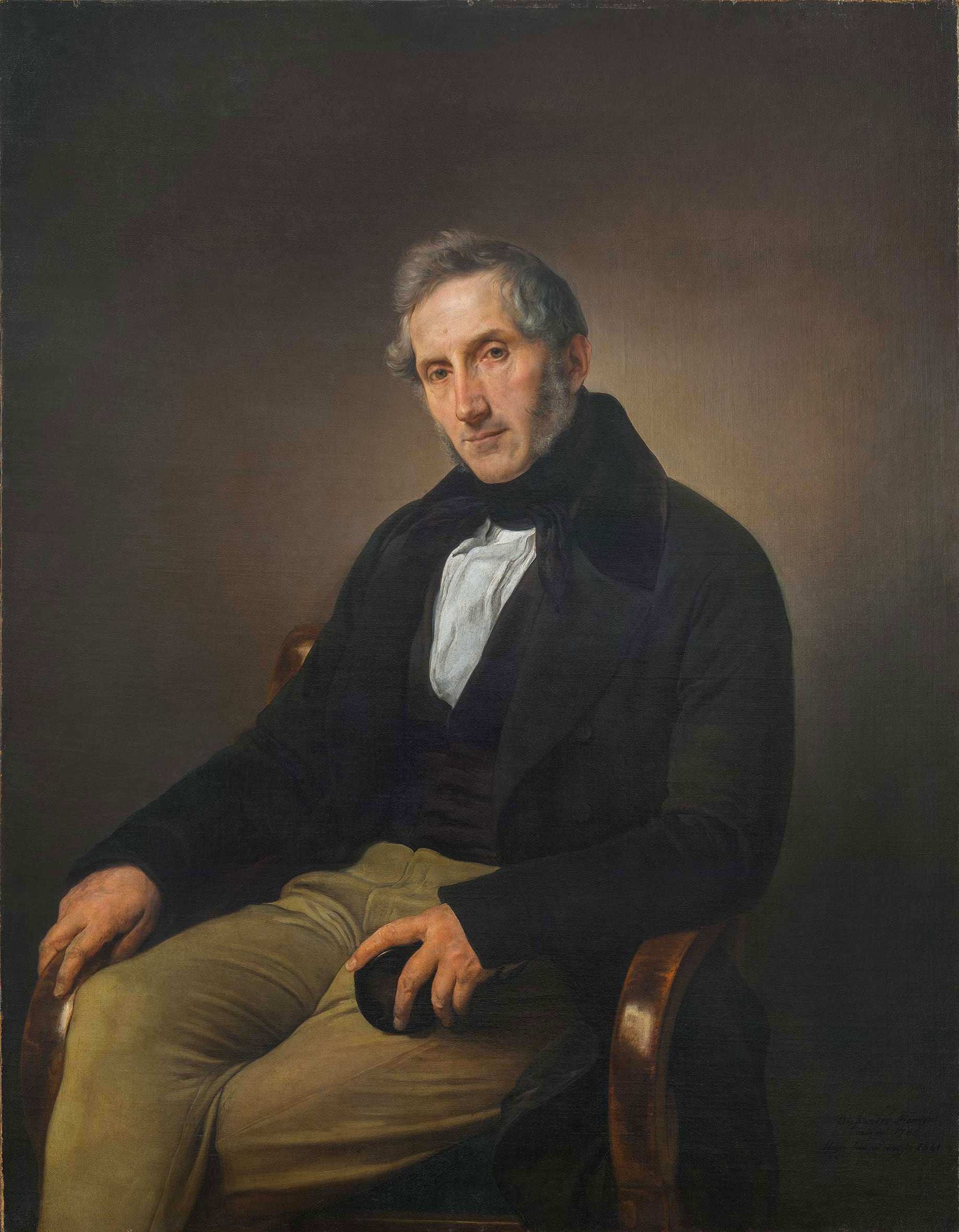 Francesco Hayez, "Ritratto di Alessandro Manzoni", 1841. Olio su tela, 120 × 92,5 cm. Pinacoteca di Brera, Milano.