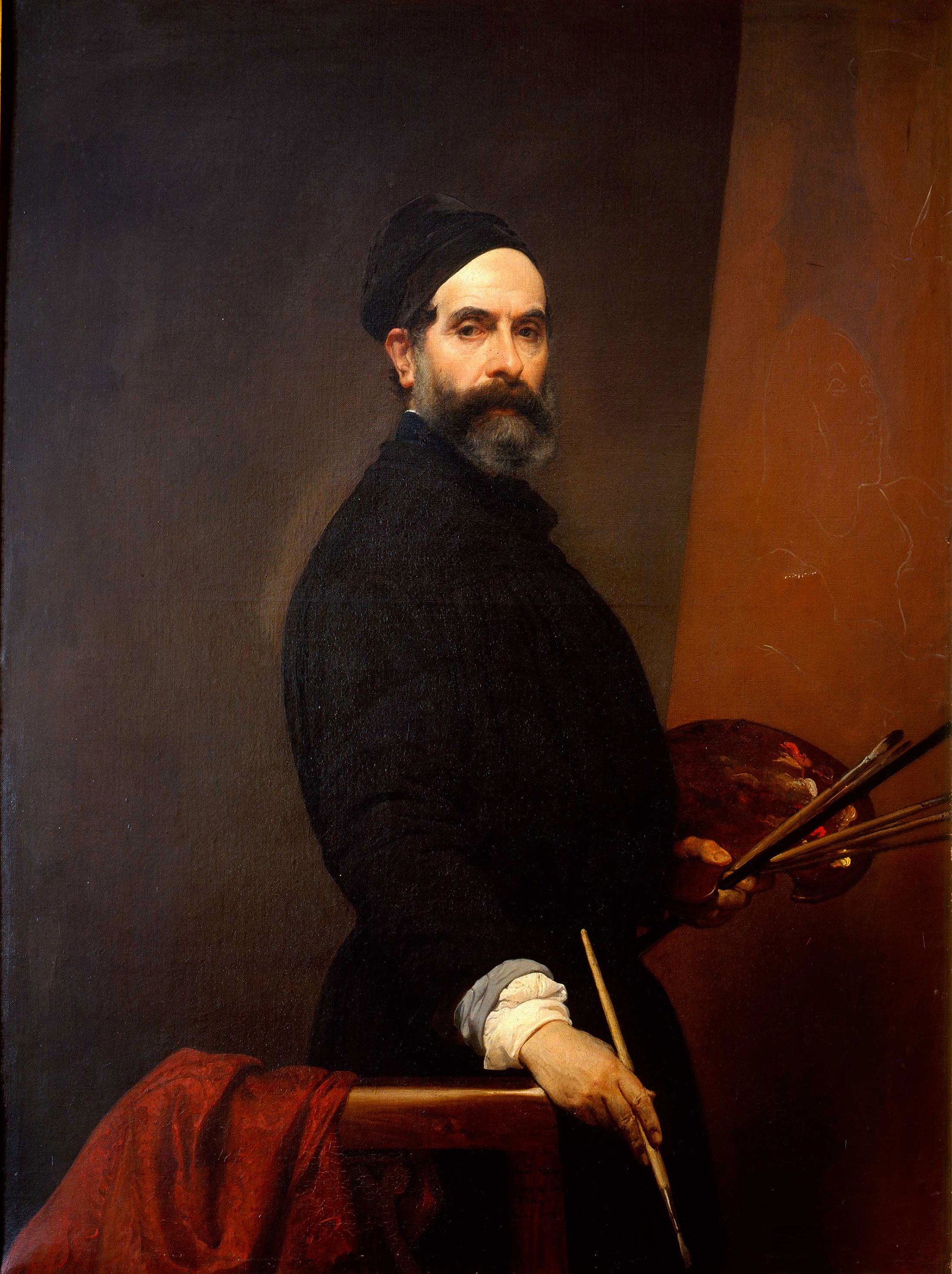 Francesco Hayez, "Autoritratto a cinquantasette anni". 1848. Olio su Tela, 124 x 94 cm. Pinacoteca di Brera.