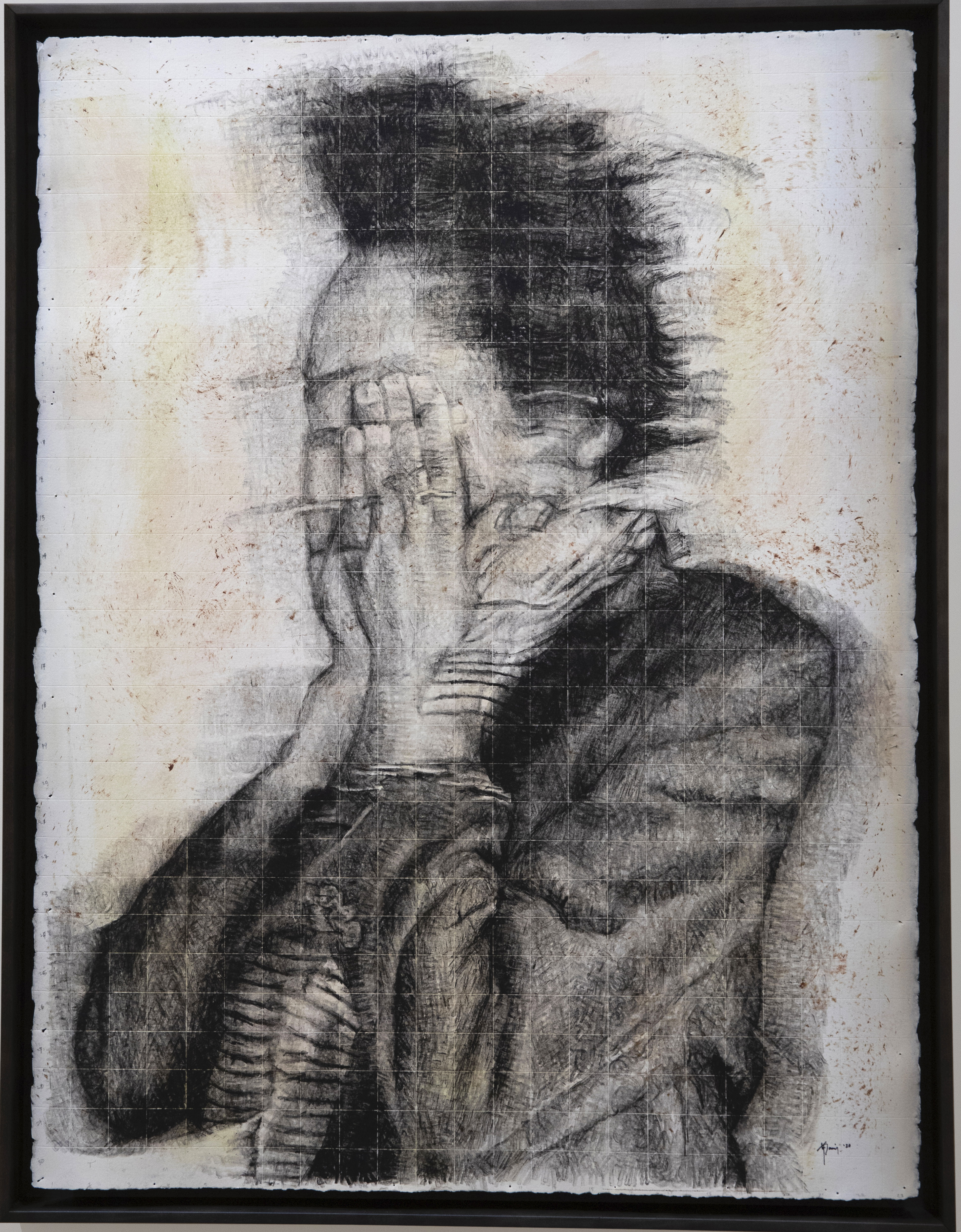 Kenturah Davis “To Make a Reality”, 2020. Pittura ad olio applicata con timbri di lettere in gomma su fondo colorato, carta Chine-collé, 81.3 x 62.2 cm. Foto dell'opera per gentile concessione dell'artista e della Matthew Brown Gallery