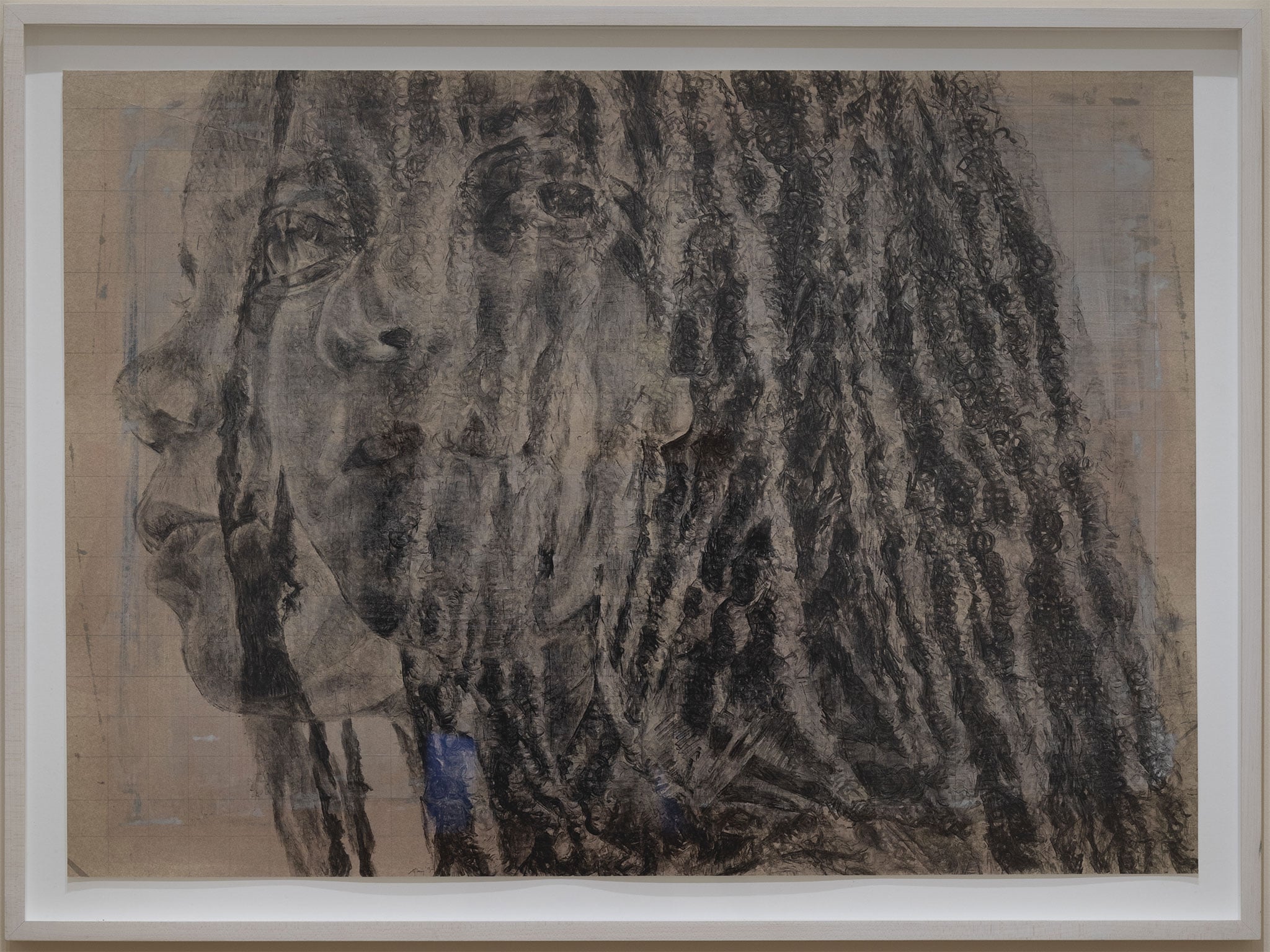 Kenturah Davis "A Mirror of a Mirror", 2019. Pittura ad olio applicata con timbri di lettere in gomma su fondo colorato, carta Chine-collé. 50.8 x 71.1 cm. Foto dell'opera per gentile concessione dell'artista e della Matthew Brown Gallery 