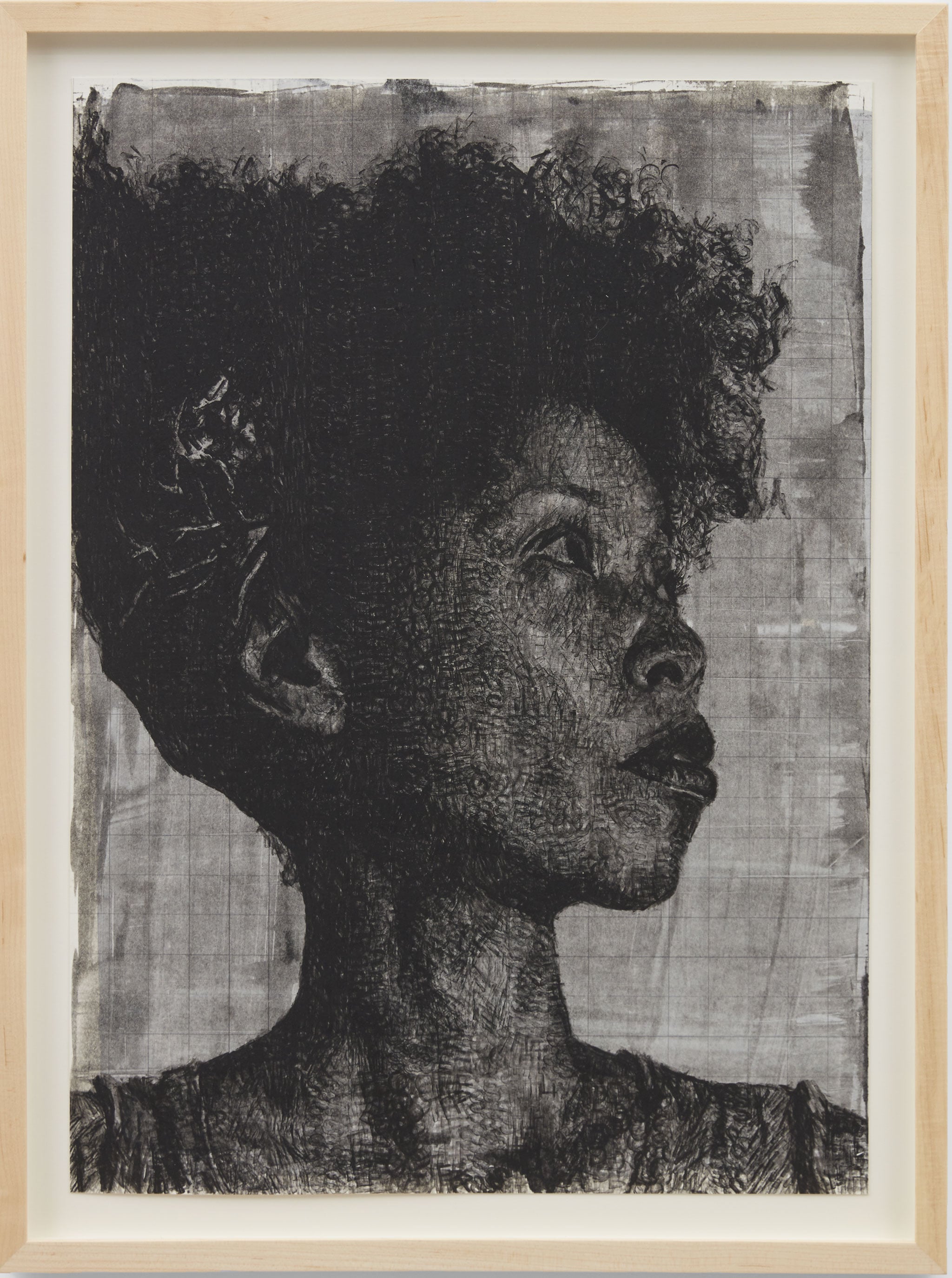 Kenturah Davis “In Praise of Shadows”, 2019. Pittura ad olio applicata con timbri di lettere in gomma su fondo colorato, carta Chine-collé, 73.7 x 50.8 cm. Foto dell'opera per gentile concessione dell'artista e della Matthew Brown Gallery 