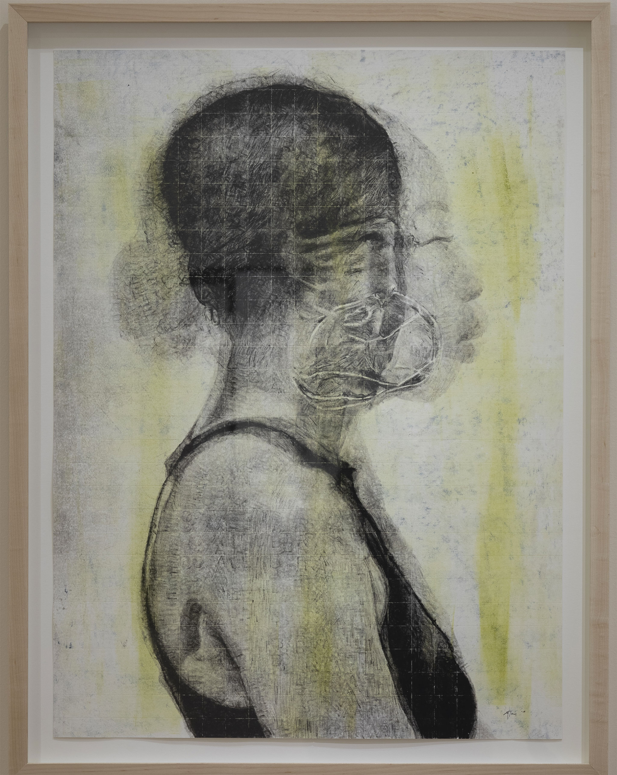 Kenturah Davis “Recalibration”, 2019. Pittura ad olio applicata con timbri di lettere in gomma su fondo colorato con monostampa a colori su carta Kozo Igarashi, 73.7 x 53.3 cm. Foto dell'opera per gentile concessione dell'artista e della Matthew Brown Gallery 