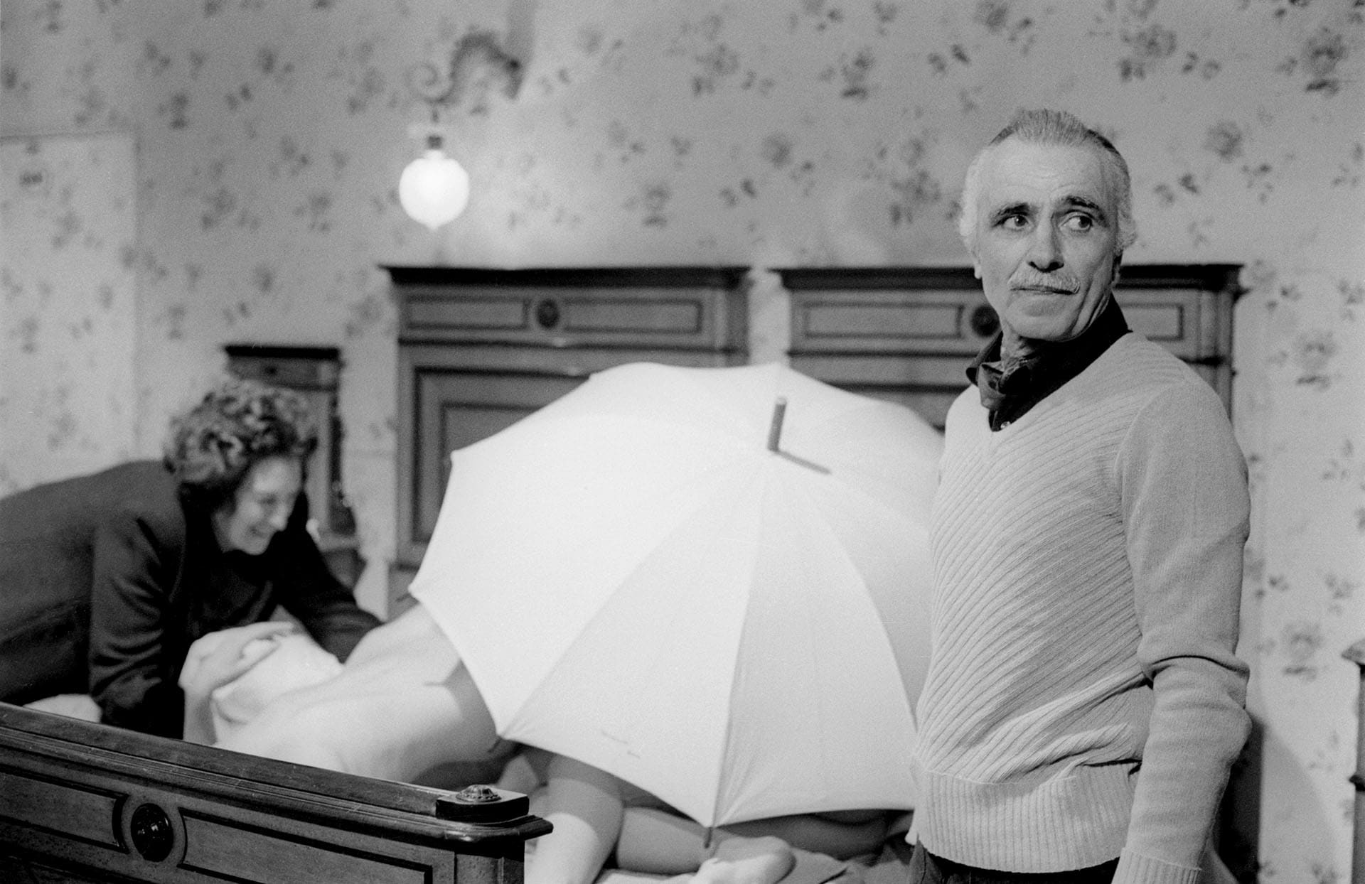 Monicelli sul set di "Amici miei", 1975