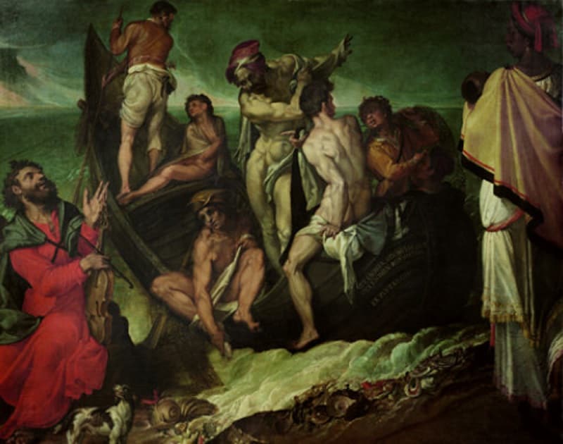 Bartolomeo Passerotti, L’Enigma di Omero, 1570-1575 ca, olio su tela, cm 120x144, dettaglio