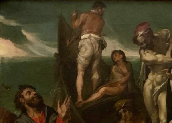 Bartolomeo Passerotti, L’Enigma di Omero, 1570-1575 ca, olio su tela, cm 120x144, dettaglio