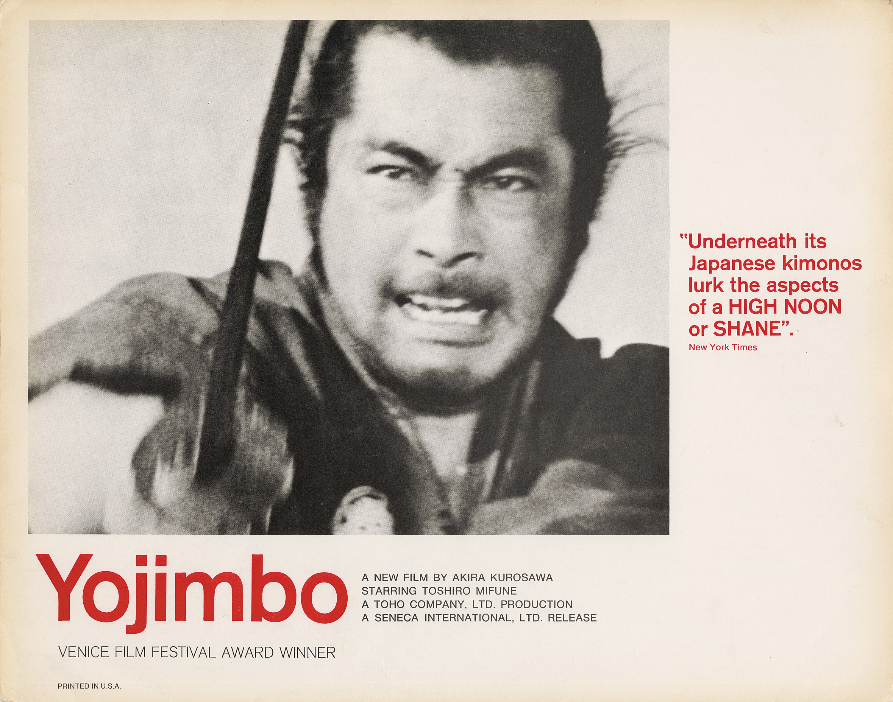 La locandina di "Yojimbo", titolo originale del film di Kurosawa "La sfida del samurai", 1961