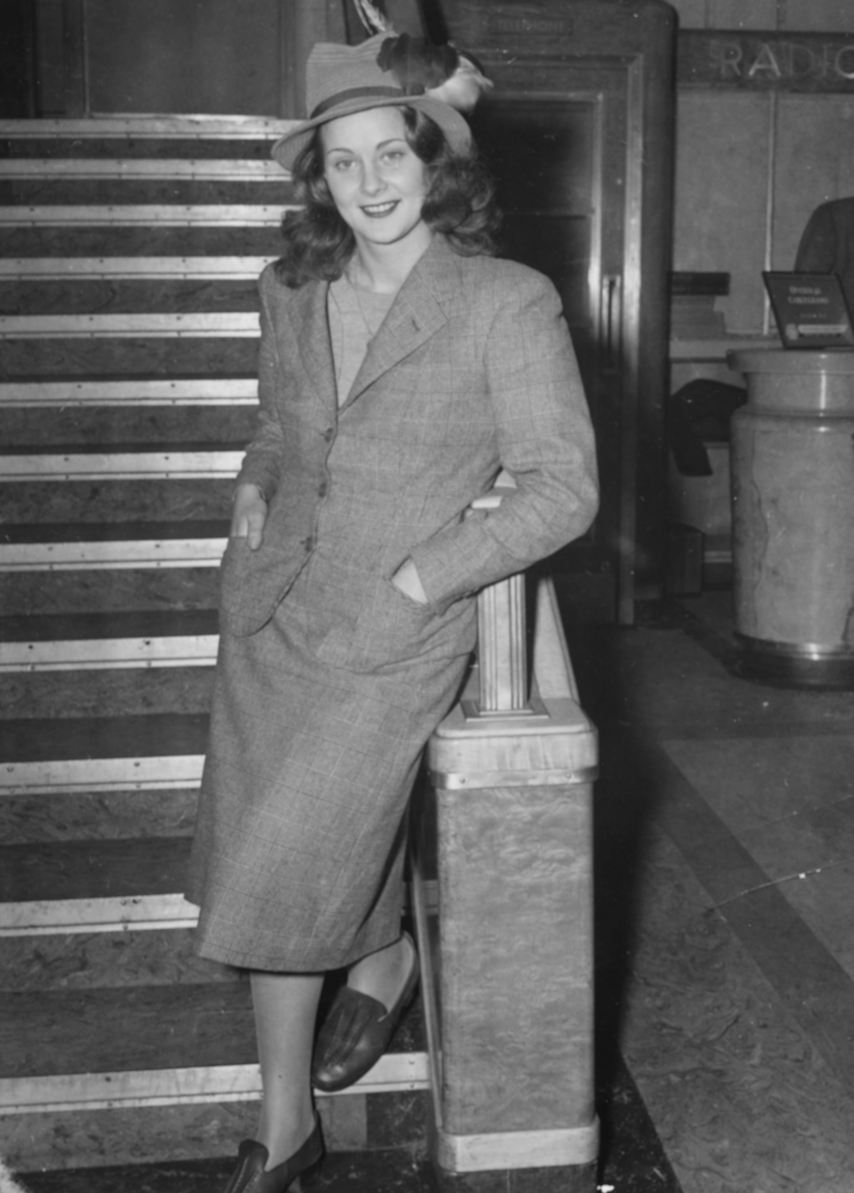 Alida Valli a bordo della nave Queen Elizabeth in rotta per Hollywood. Gennaio 1947