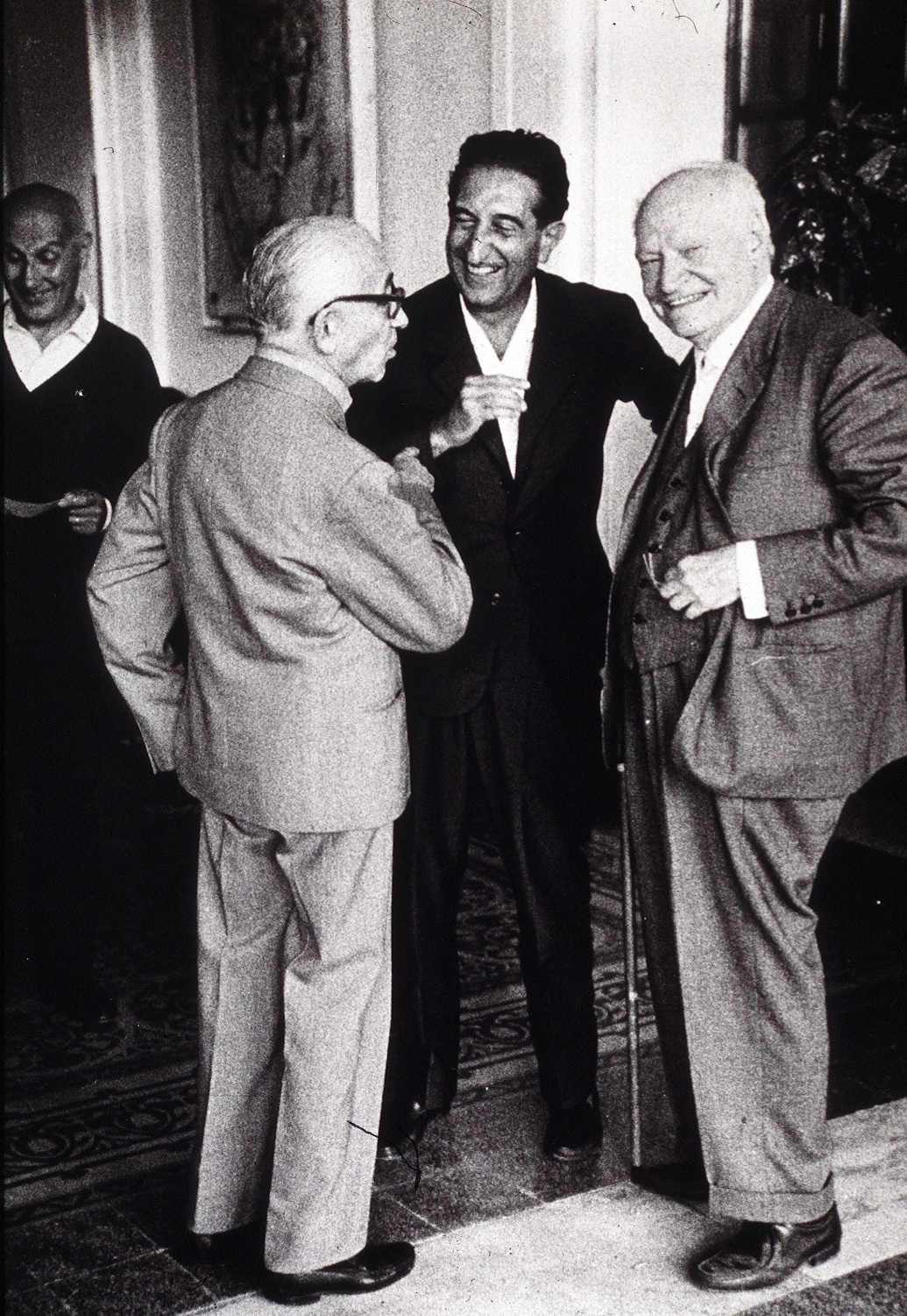 1960, da sinistra: Natalino Sapegno, Giuseppe De Robertis, Enzo Paci e Giuseppe Ungaretti, foto di Angelo Palma