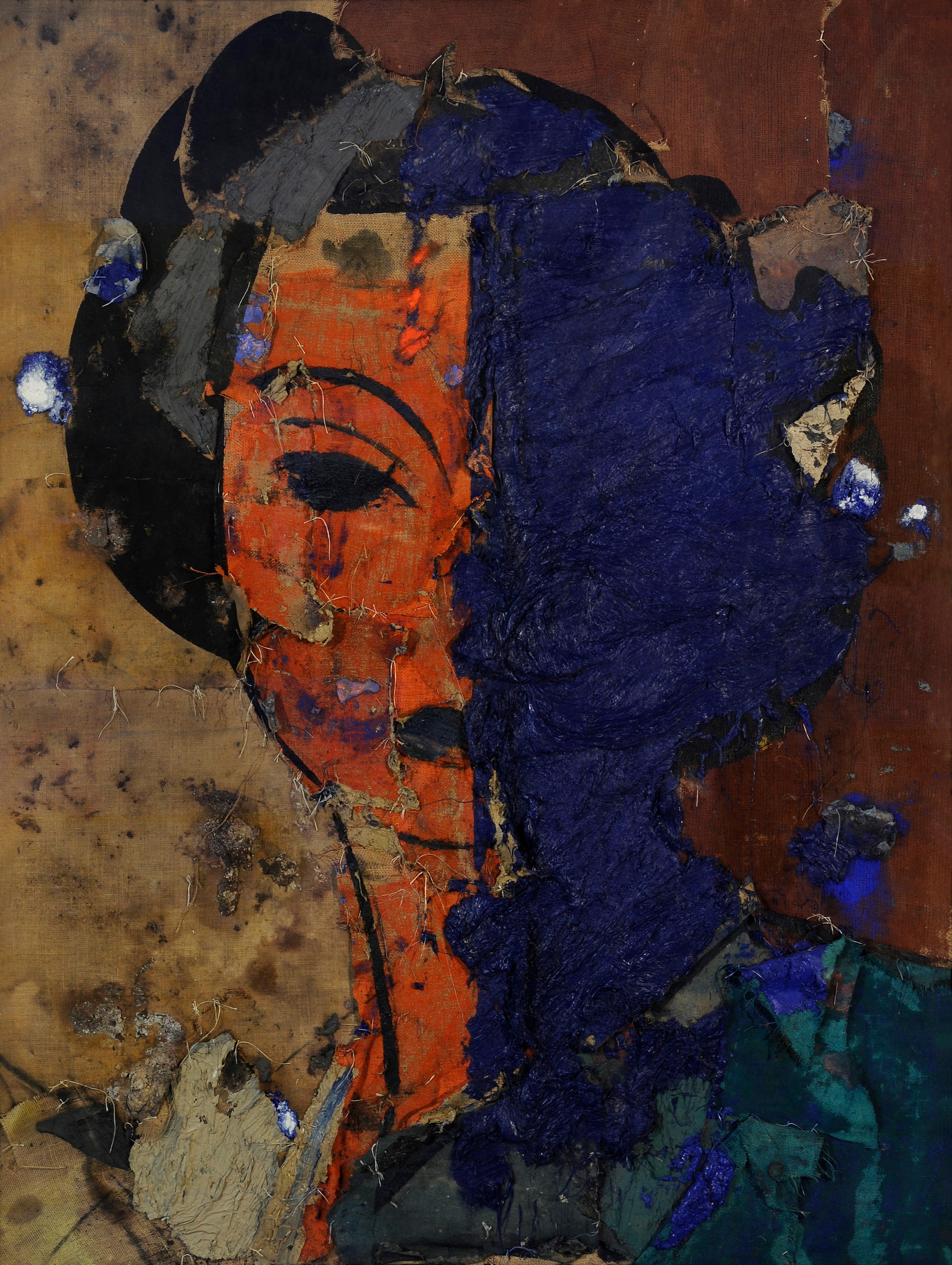 Manolo Valdés: Retrato con rostro naranja y azul, 1999, olio su tela, cm 190 x 141 Collezione Privata Stefano Contini ©Manolo Valdés by SIAE 2020
