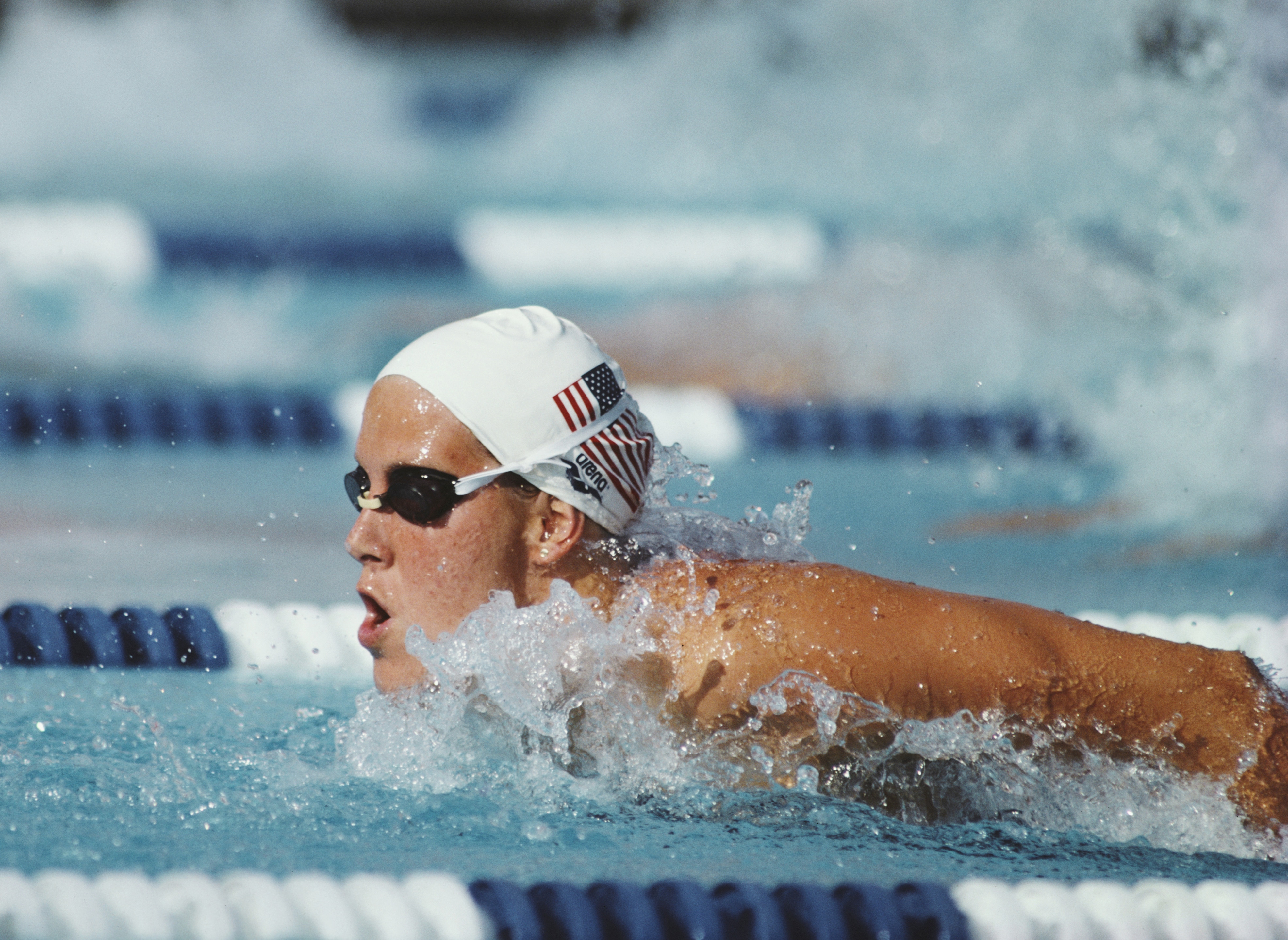 Tracy Caulkins degli Stati Uniti durante i 200 metri individuali dorso femminili