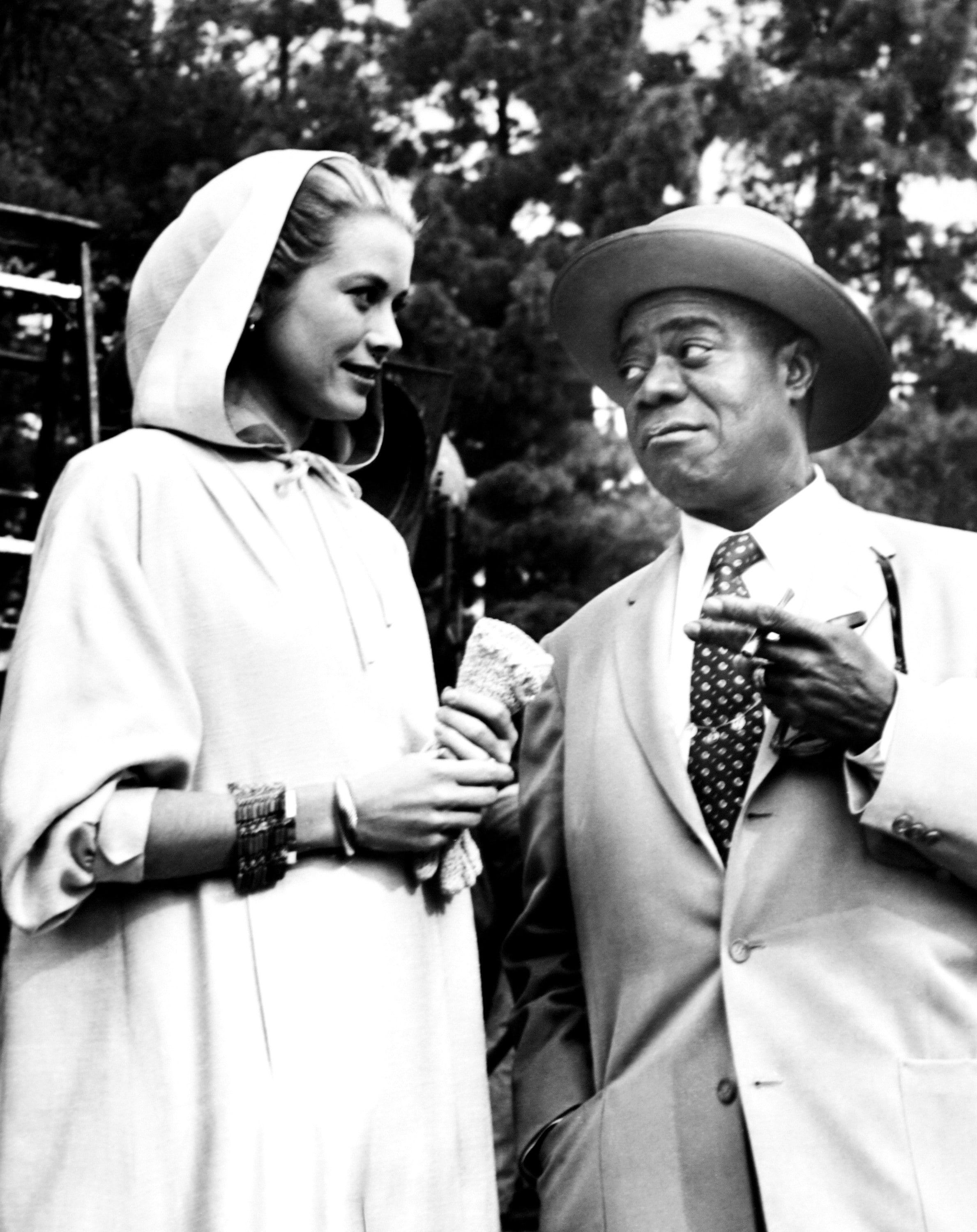 Sul set di "Hight Society" nel 1956 con Grace Kelly