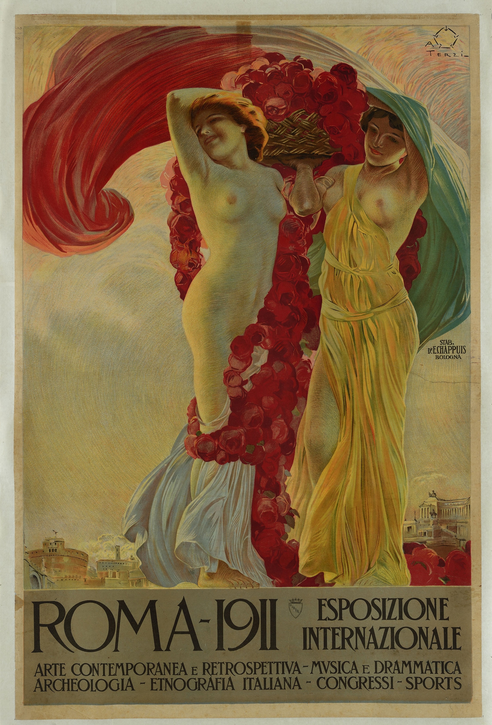 Aleardo Terzi "Manifesto per l'Esposizione Internazionale Roma", 1911. Civica Raccolta delle Stampe A. Bertarelli, Castello Sforzesco Milano