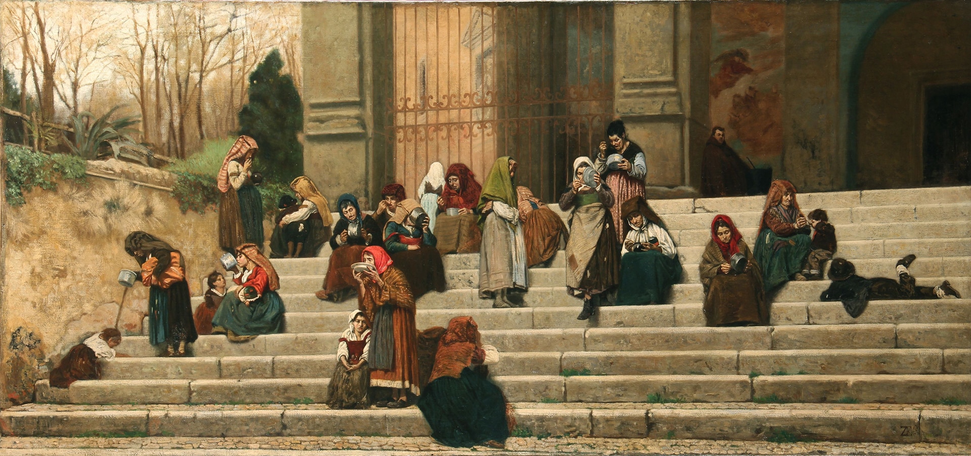 Federico Zandomeneghi "I poveri sui gradini di San Gregorio al Celio", 1892. Milano, Pinacoteca di Brera
