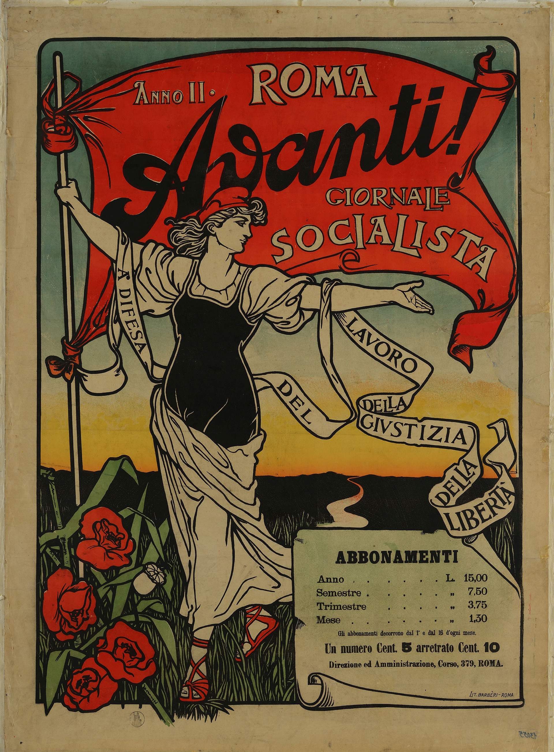Manifesto per 'LAvanti giornale socialista, 1898-1899 circa. Treviso, Museo Nazionale Collezione Salce