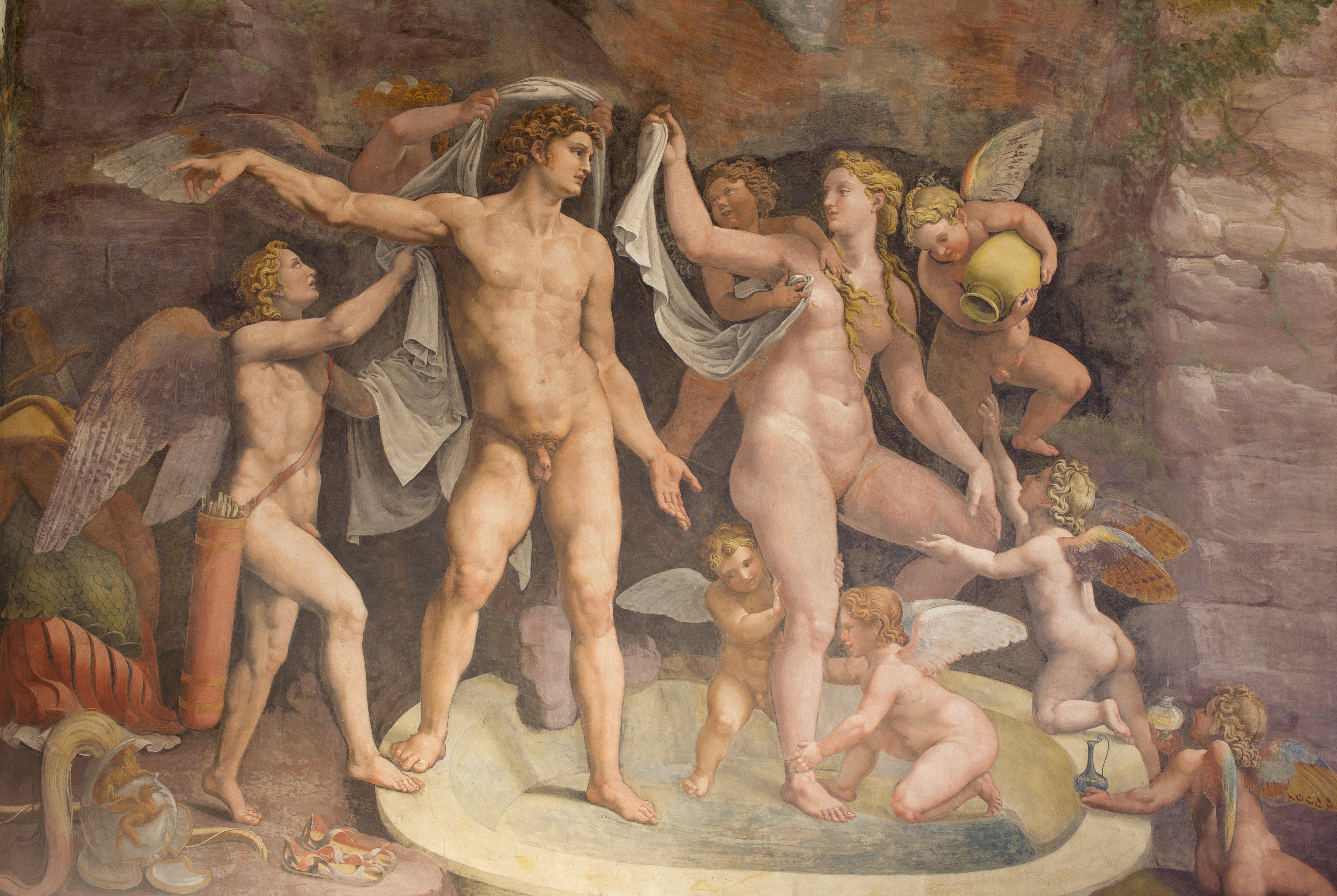 Giulio Romano e allievi, Il bagno di Marte e Venere, Camera di Amore e Psiche, 1527-1528. Affresco, Mantova, Palazzo Te. Foto: Gian Maria Pontiroli © Fondazione Palazzo Te.