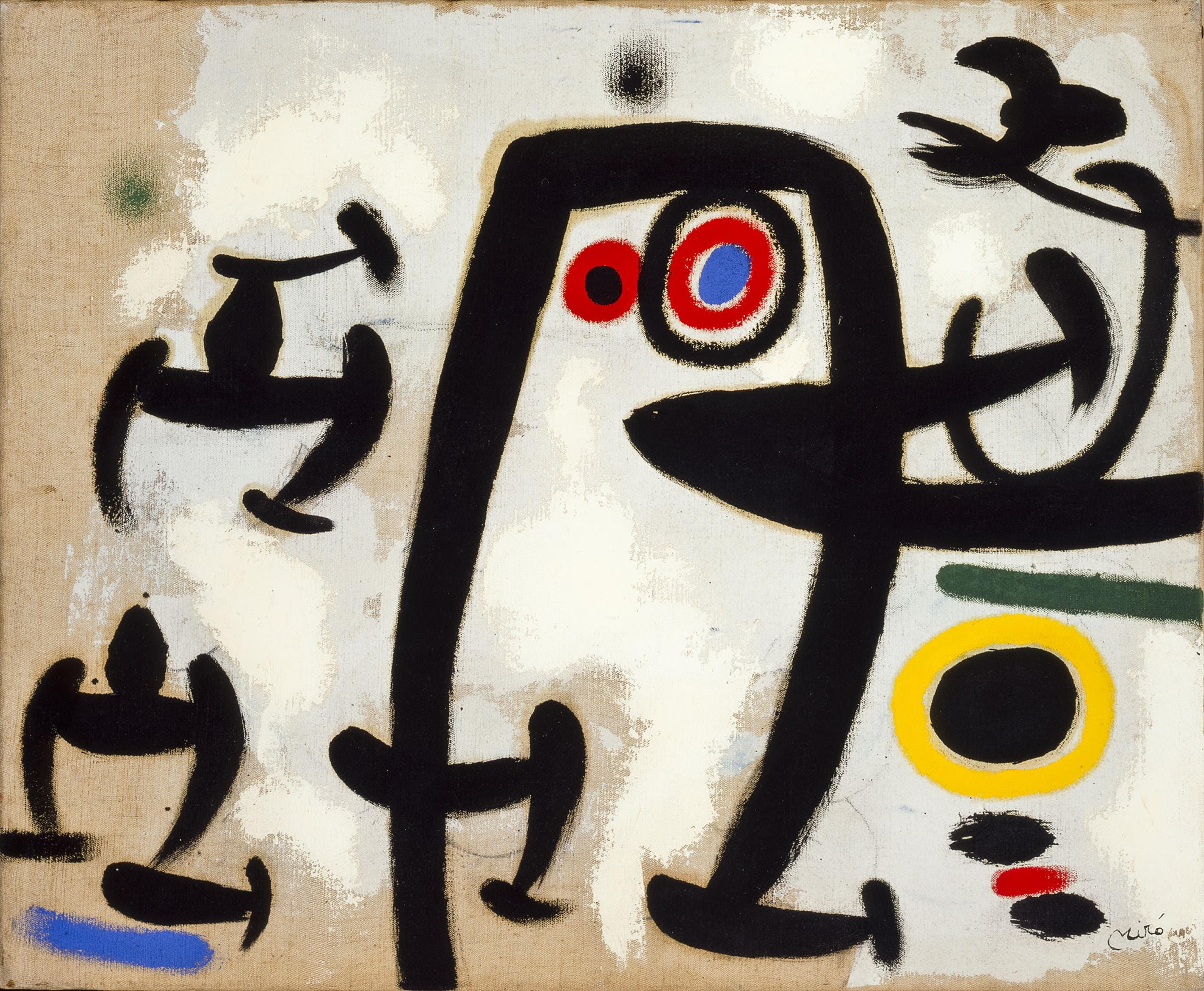 Joan Miró, Femmes et oiseaux II, 1969, olio su tela. Foto Joan Ramon Bonet. Archivo Successió Miró © Successió Miró ADAGP, Paris