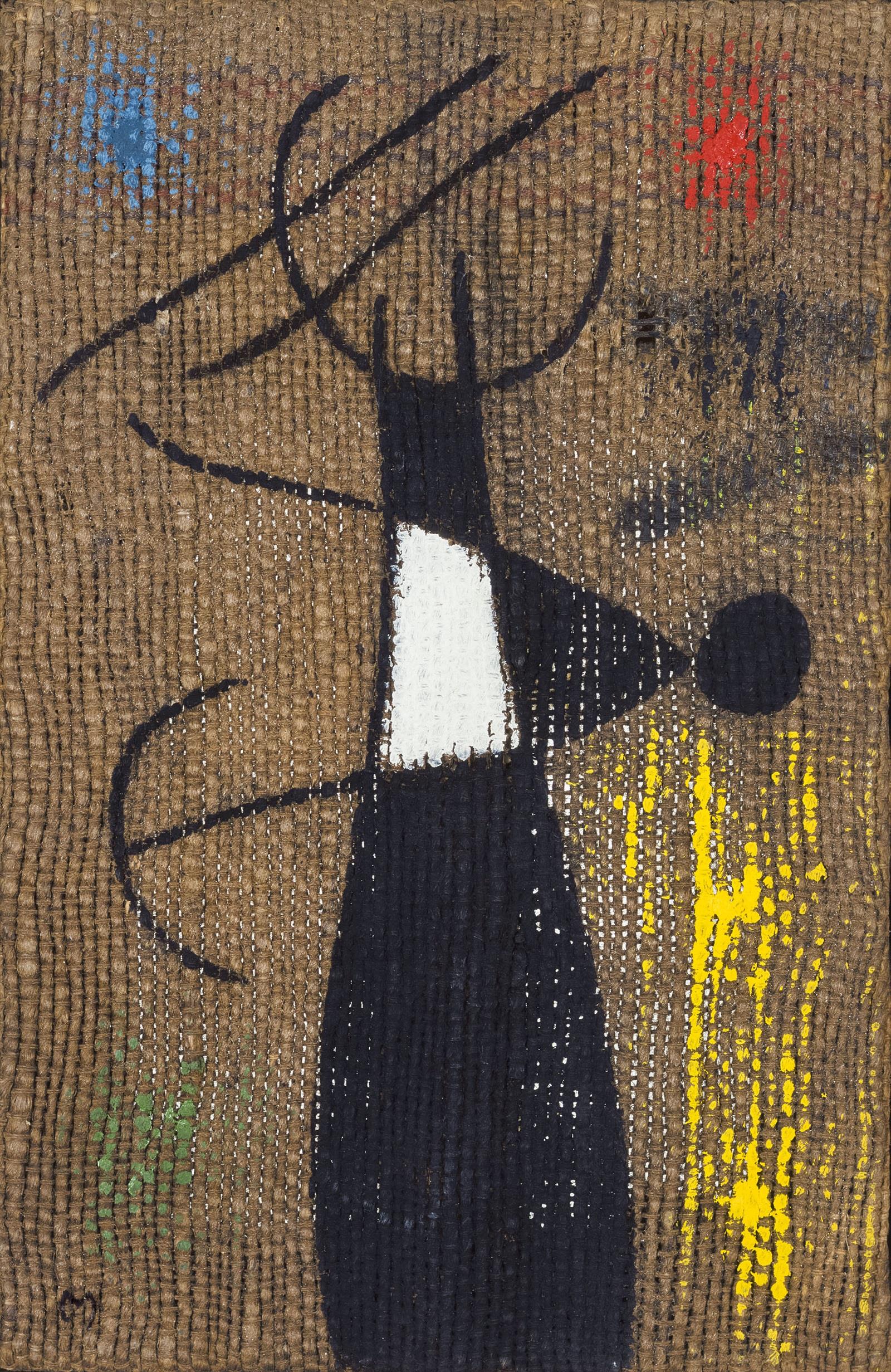 Joan Miró, Femme et oiseau X, 1960, olio su tela grezza. Foto Joan Ramon Bonet. Archivo Successió Miró © Successió Miró ADAGP, Paris