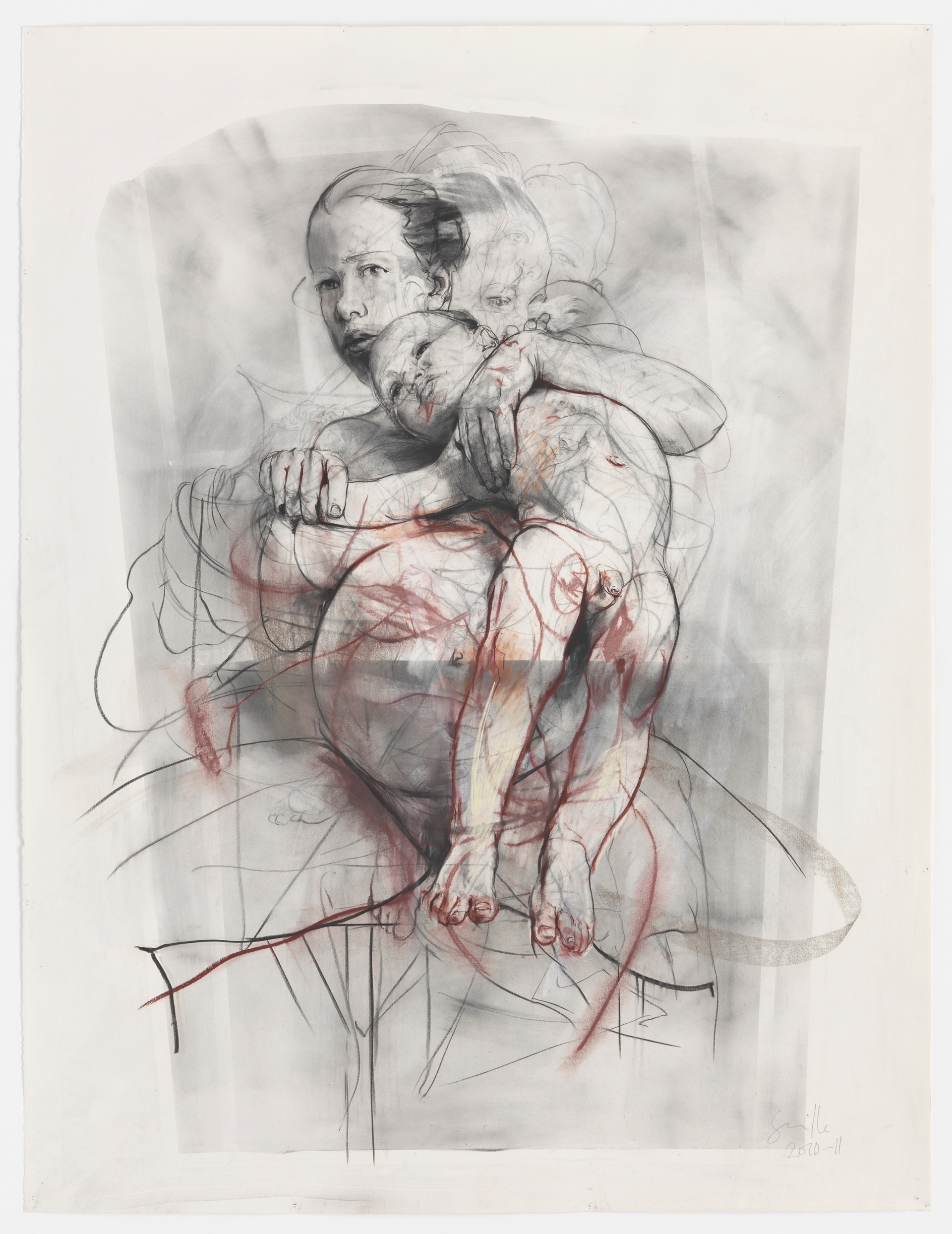 Jenny Saville, Study for Pentimenti III (sinopia), 2011. Carboncino e pastello su carta, 200 x 152 cm 78 11/16 x 59 13/16 in © Jenny Saville. Tutti i diritti riservati, DACS 2021. Collezione privata. Courtesy Gagosian
