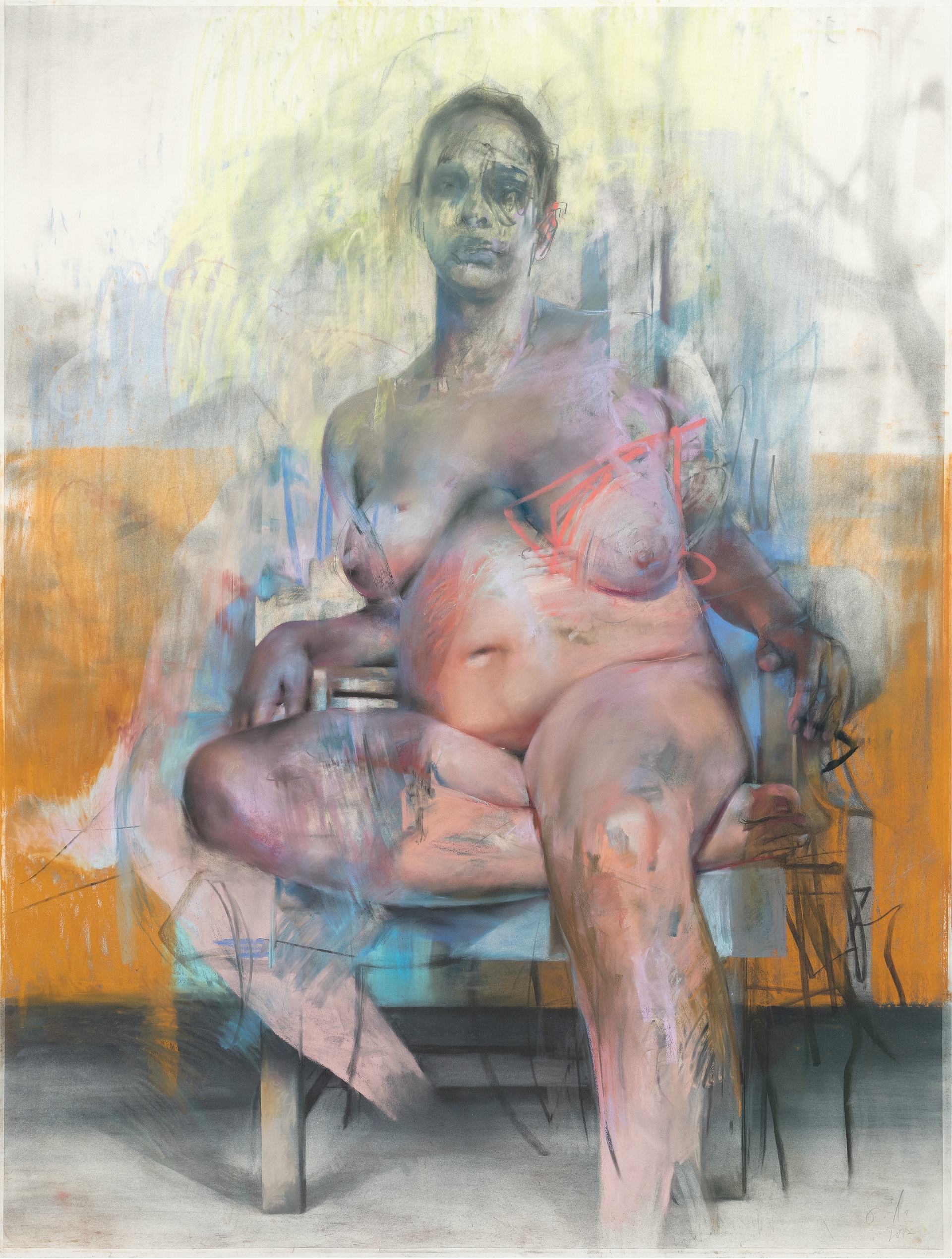 Jenny Saville, Gestation, 2017. Pastello e carboncino su carta montata su cartone telato 200 x 152 cm 78 3/4 x 59 13/16 in © Jenny Saville. Tutti i diritti riservati, DACS 2021 Foto: Prudence Cuming Associates Courtesy dell'artista e di Gagosian