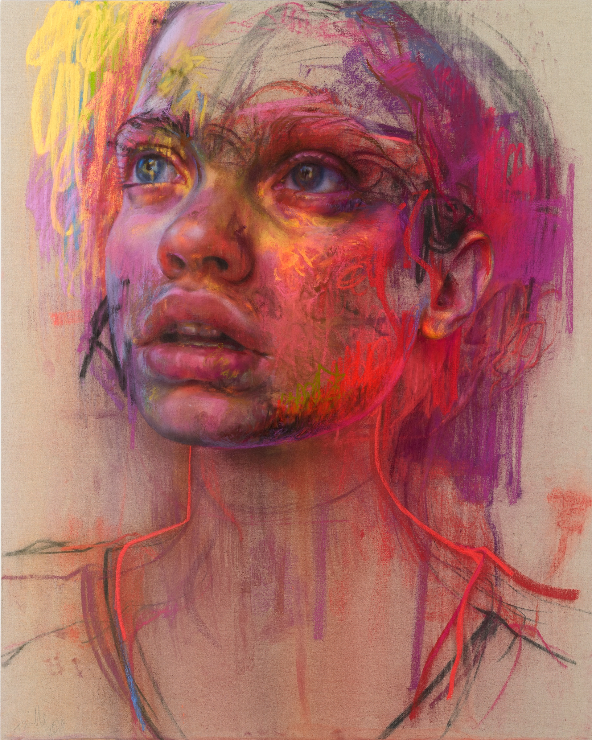 Jenny Saville, Prism, 2020. Pastello e carboncino su tela 200 x 160 cm 78 3/4 x 63 in © Jenny Saville. Tutti i diritti riservati, DACS 2021 Foto: Prudence Cuming Associates Courtesy dell'artista e di Gagosian