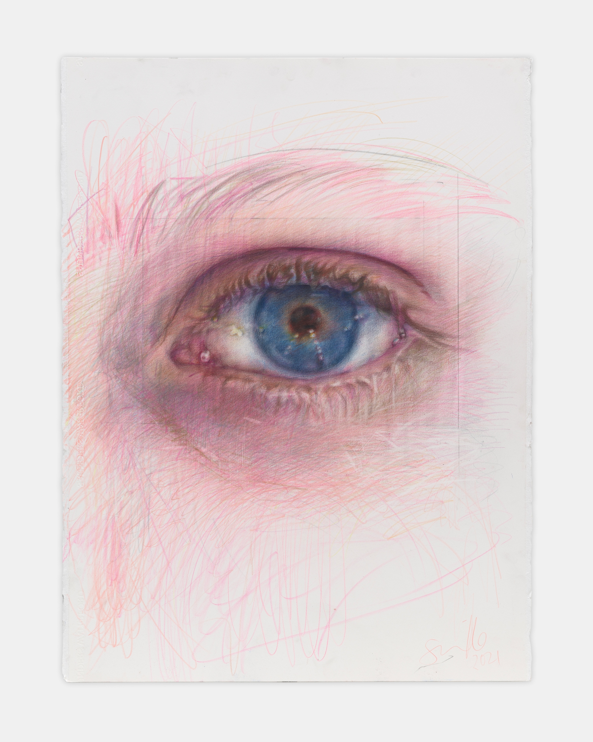 Jenny Saville, Study for the Eyes of Argus, 2021. Matita colorata su carta 76 x 57 cm 29 15/16 x 22 7/16 in © Jenny Saville. Tutti i diritti riservati, DACS 2021. Foto: Prudence Cuming Associates Courtesy dell'artista e di Gagosian