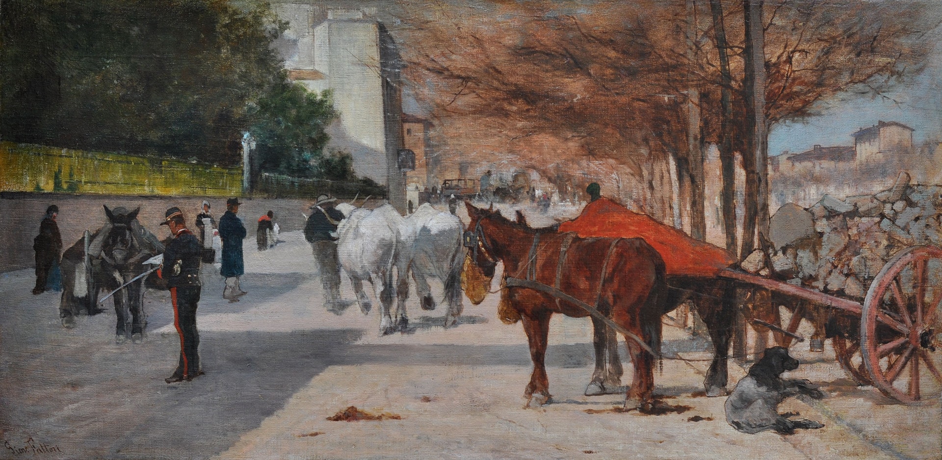 Giovanni Fattori: Viale Principe Amedeo a Firenze, 1880-81. Olio su tela, Società di Belle Arti, Viareggio © Istituto Matteucci, Viareggio 